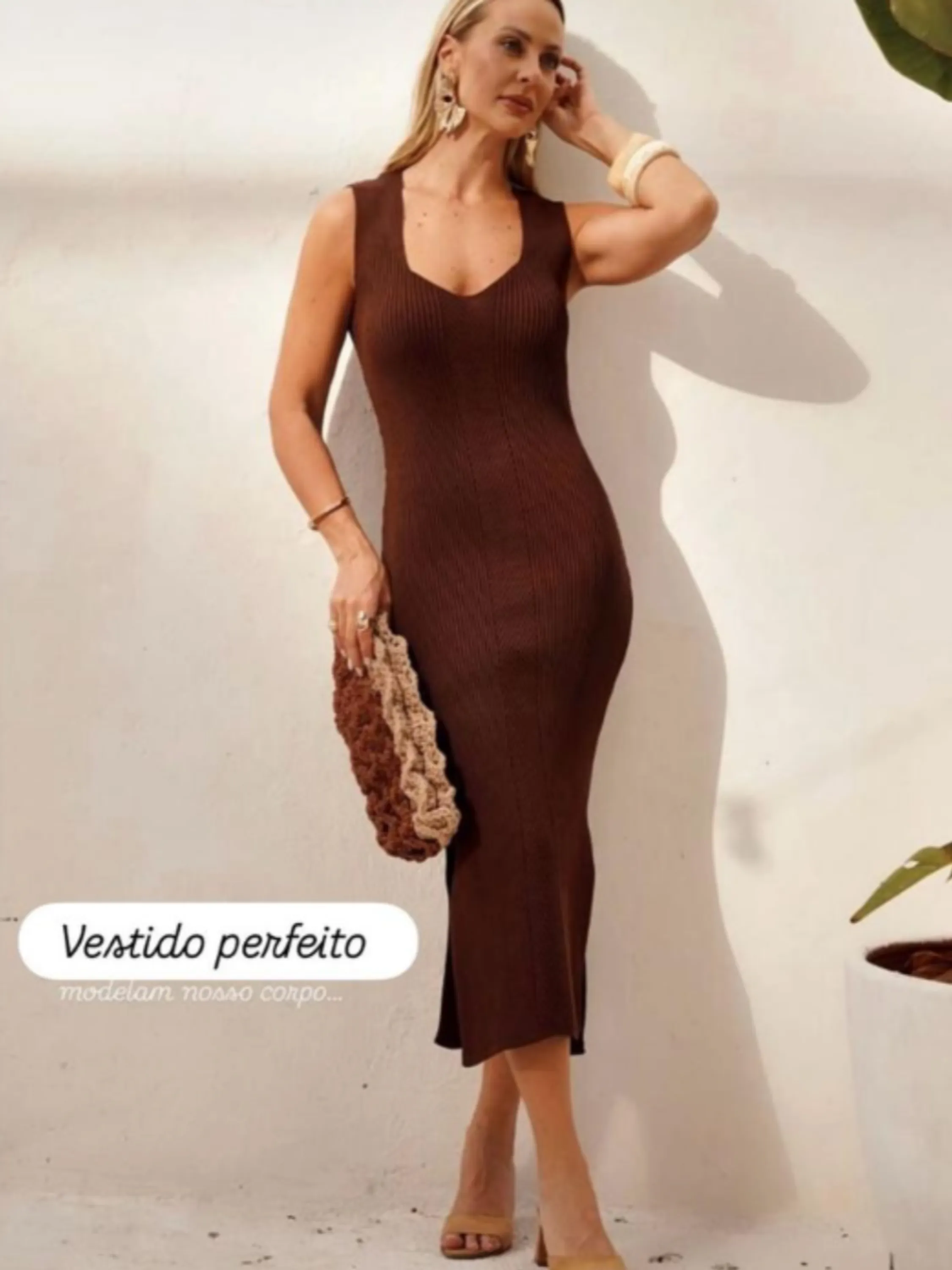 Vestido Midi Simone tricô modal.