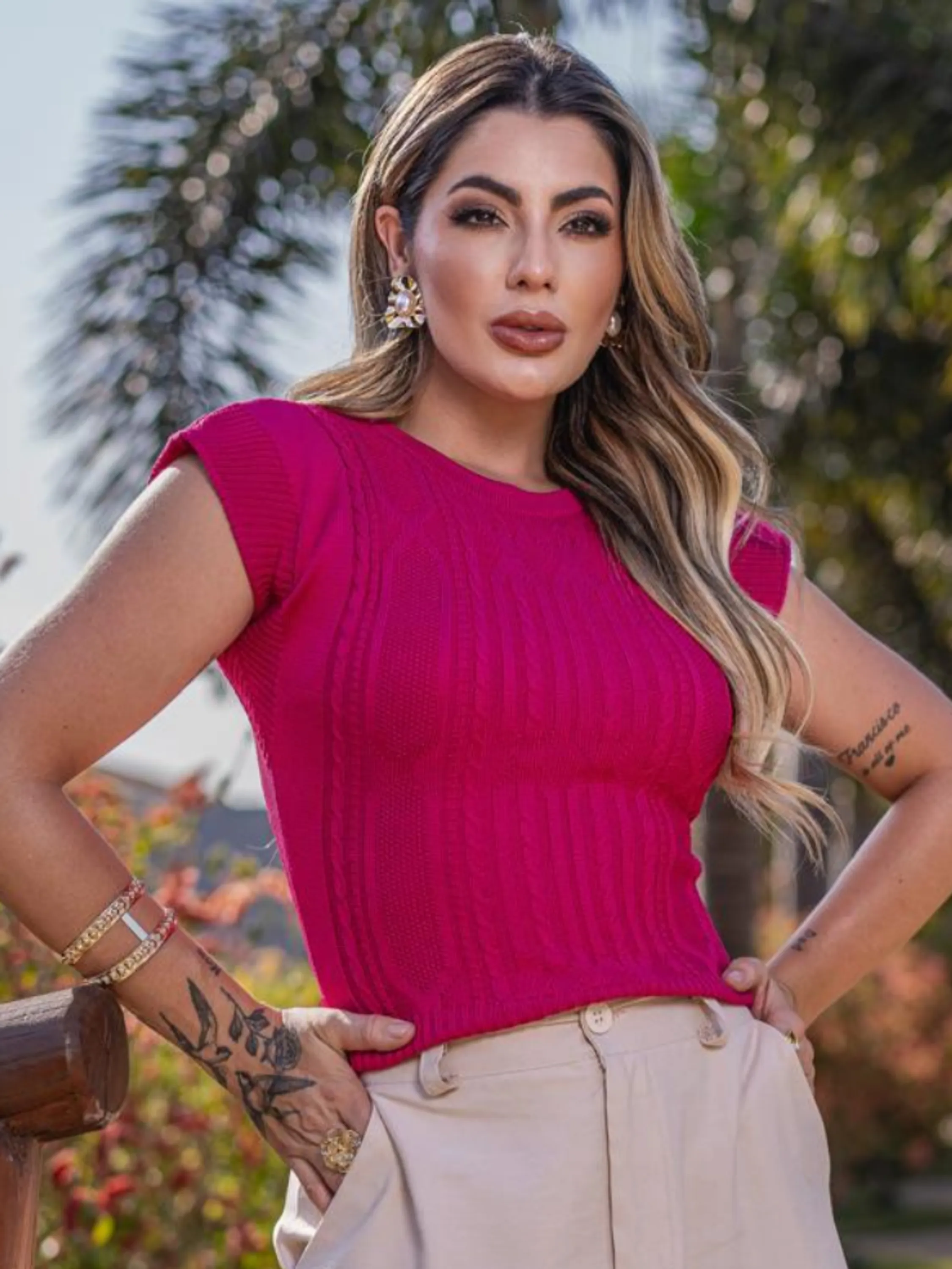 Blusa colete tricô modal.