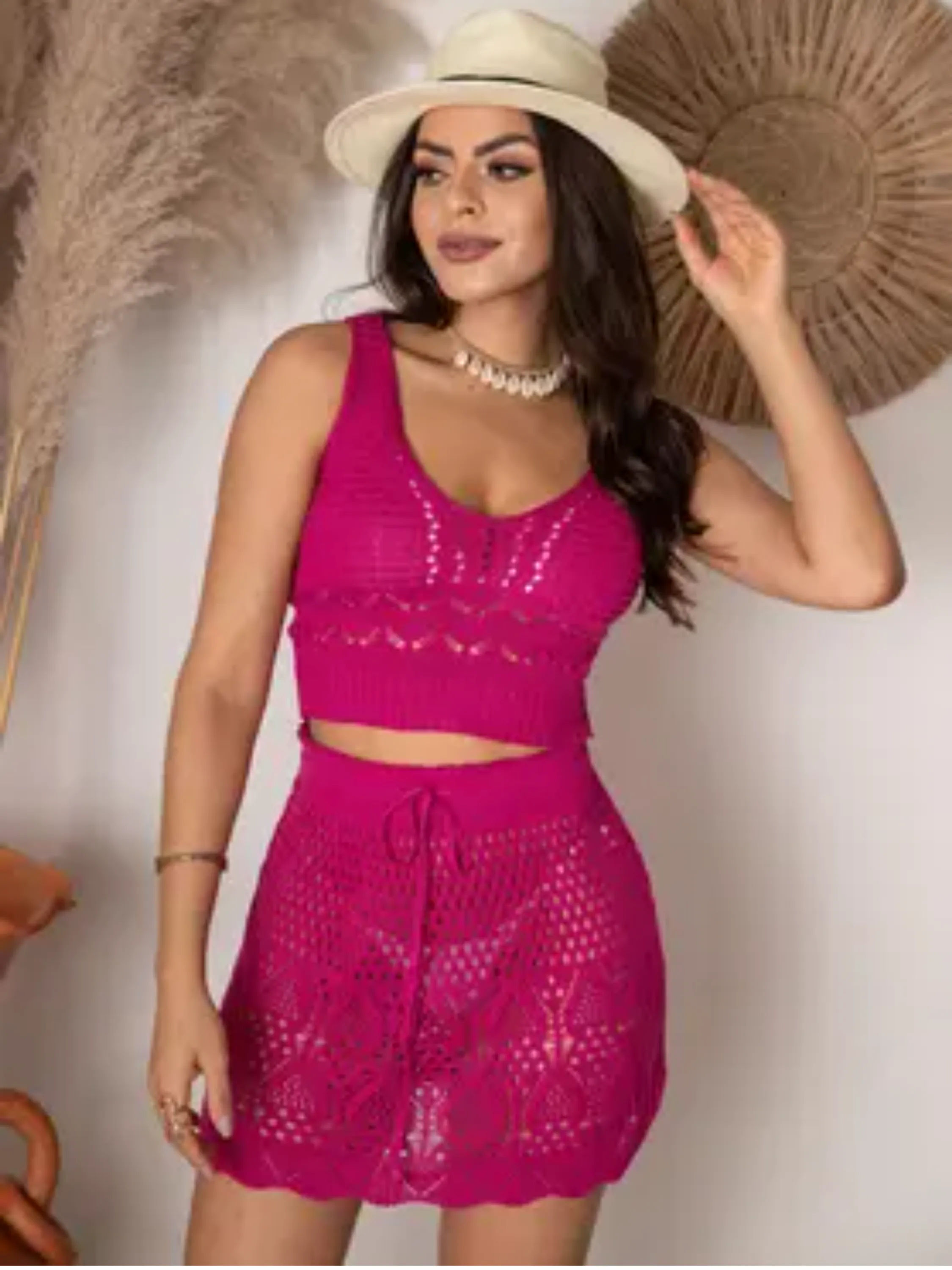 Conjunto saída de praia saia.