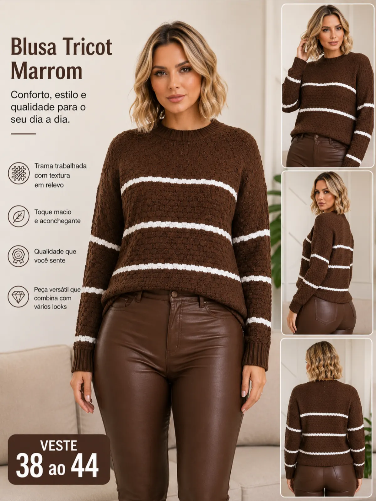 Blusa Listrada tricô.