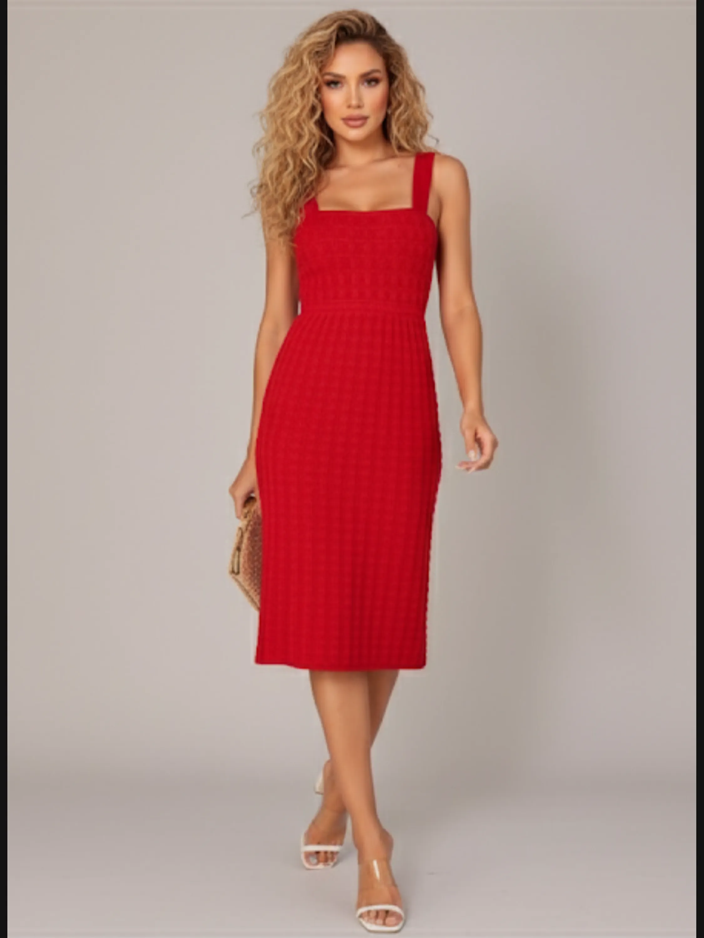 Vestido MIDI evasê tricô.