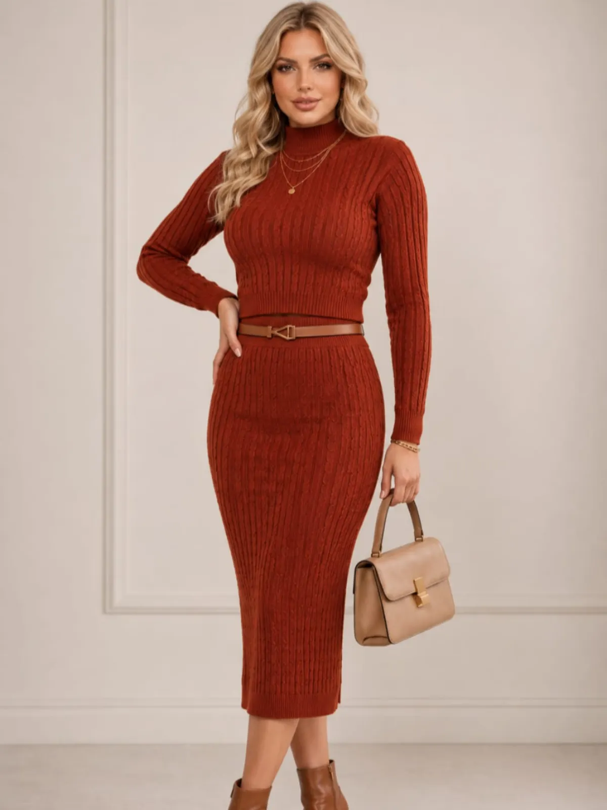 Conjunto Saia Midi Trico Modal Atacado