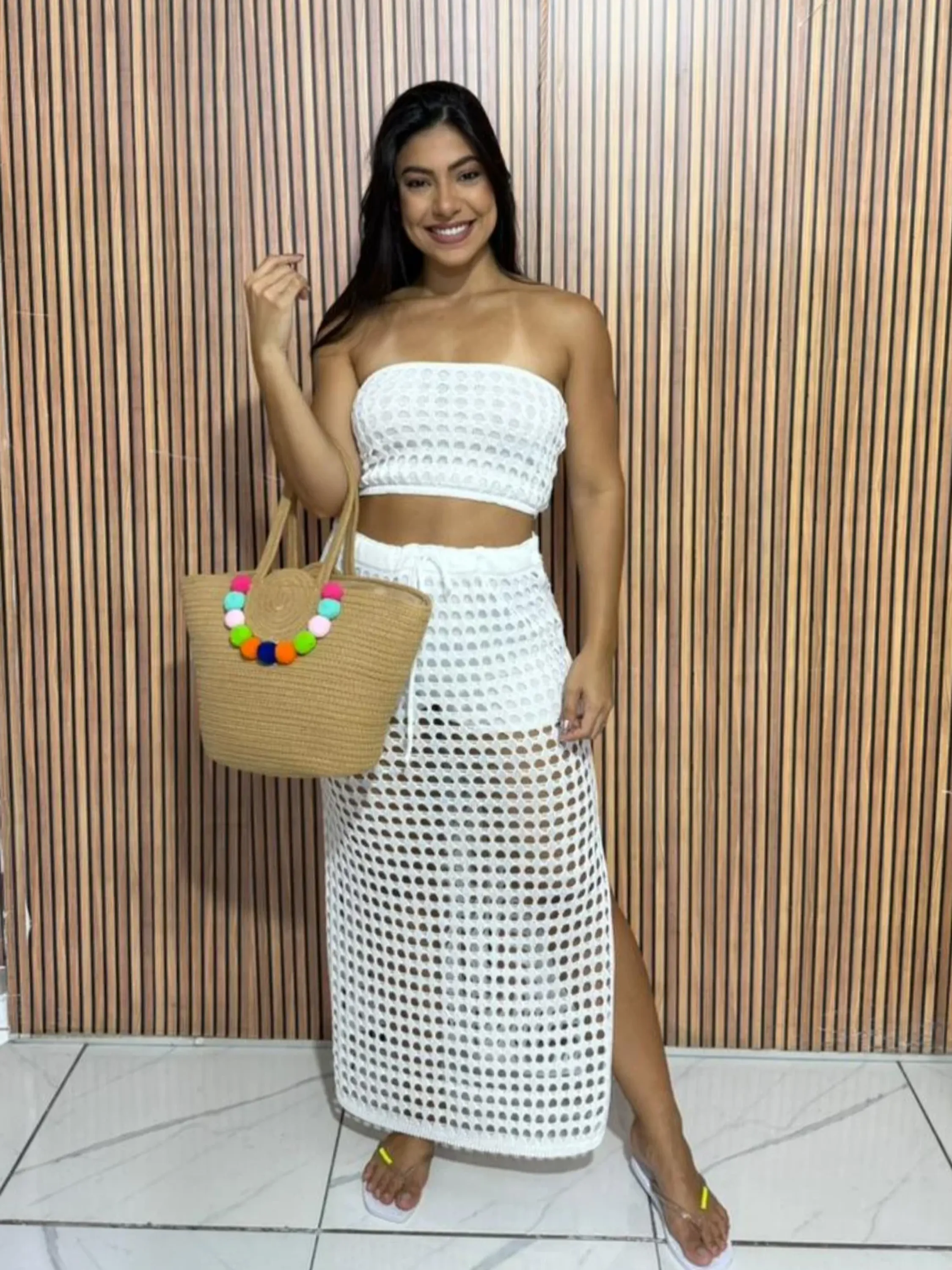 Conjunto de saia longa ( 3 peças )