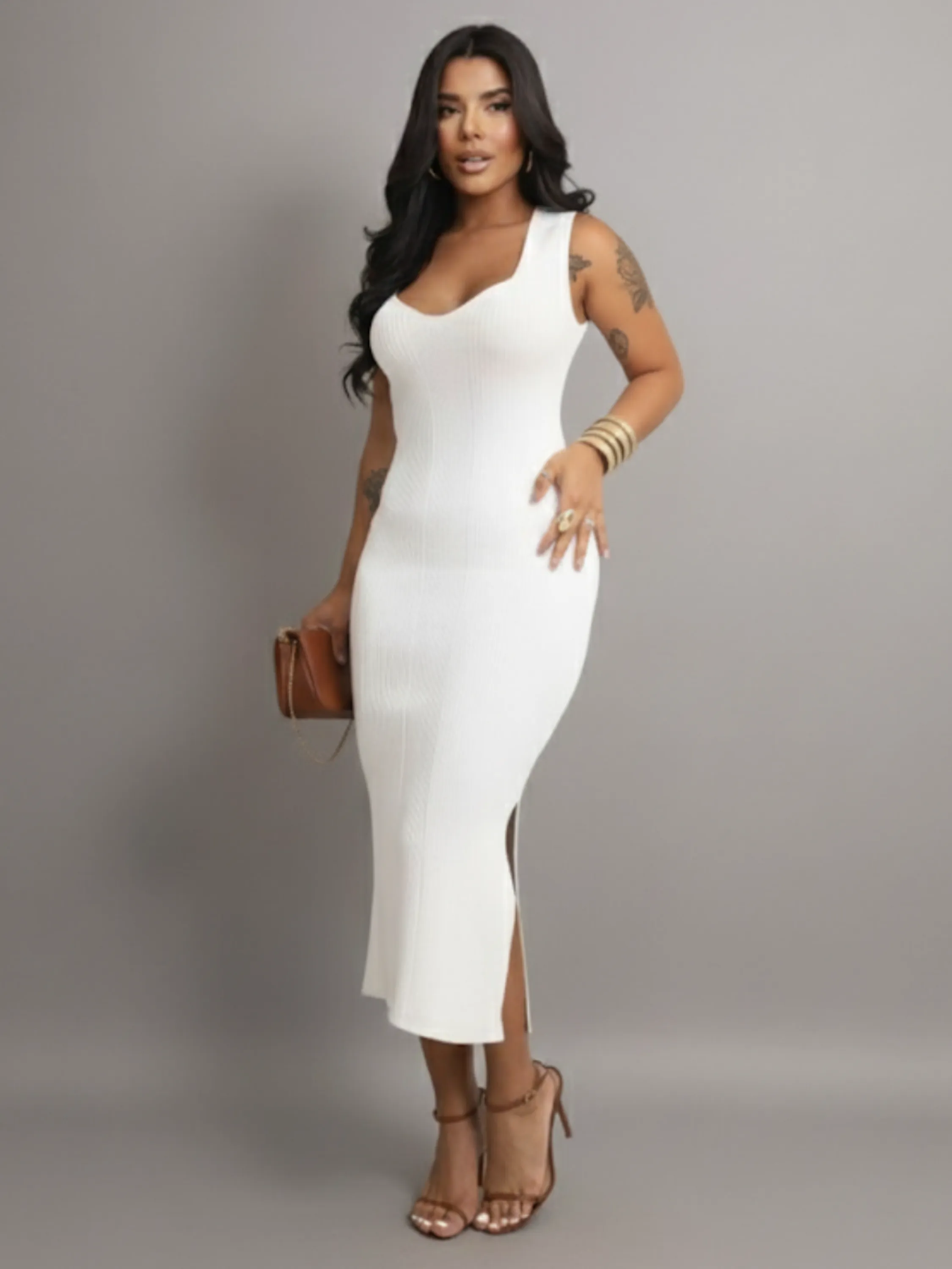 Vestido Midi Simone tricô modal.