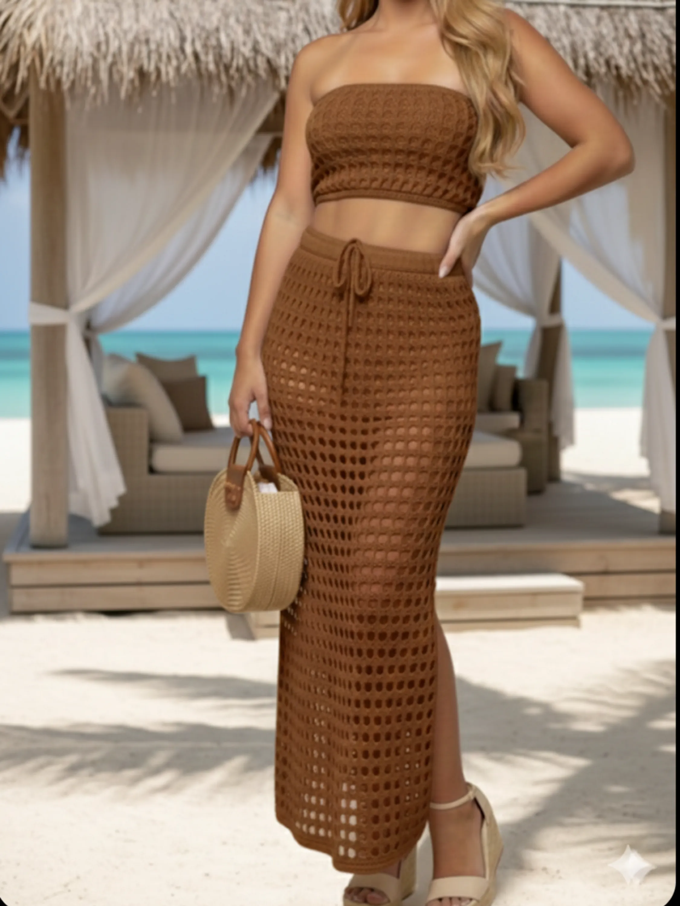 Conjunto de saia longa ( 3 peças )