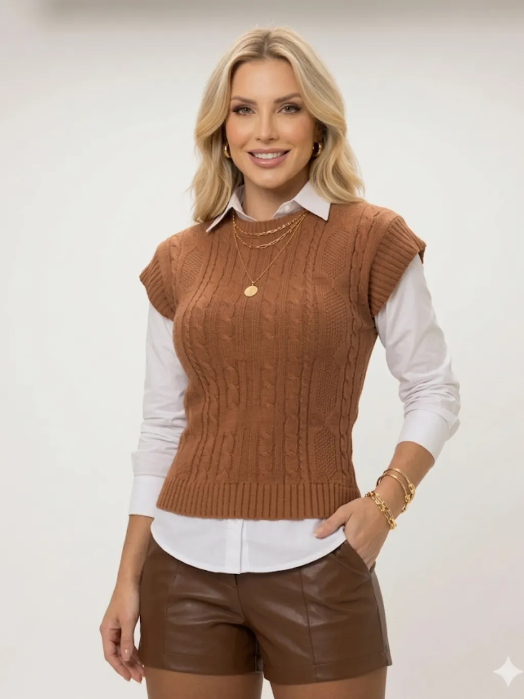 Blusa colete tricô modal.