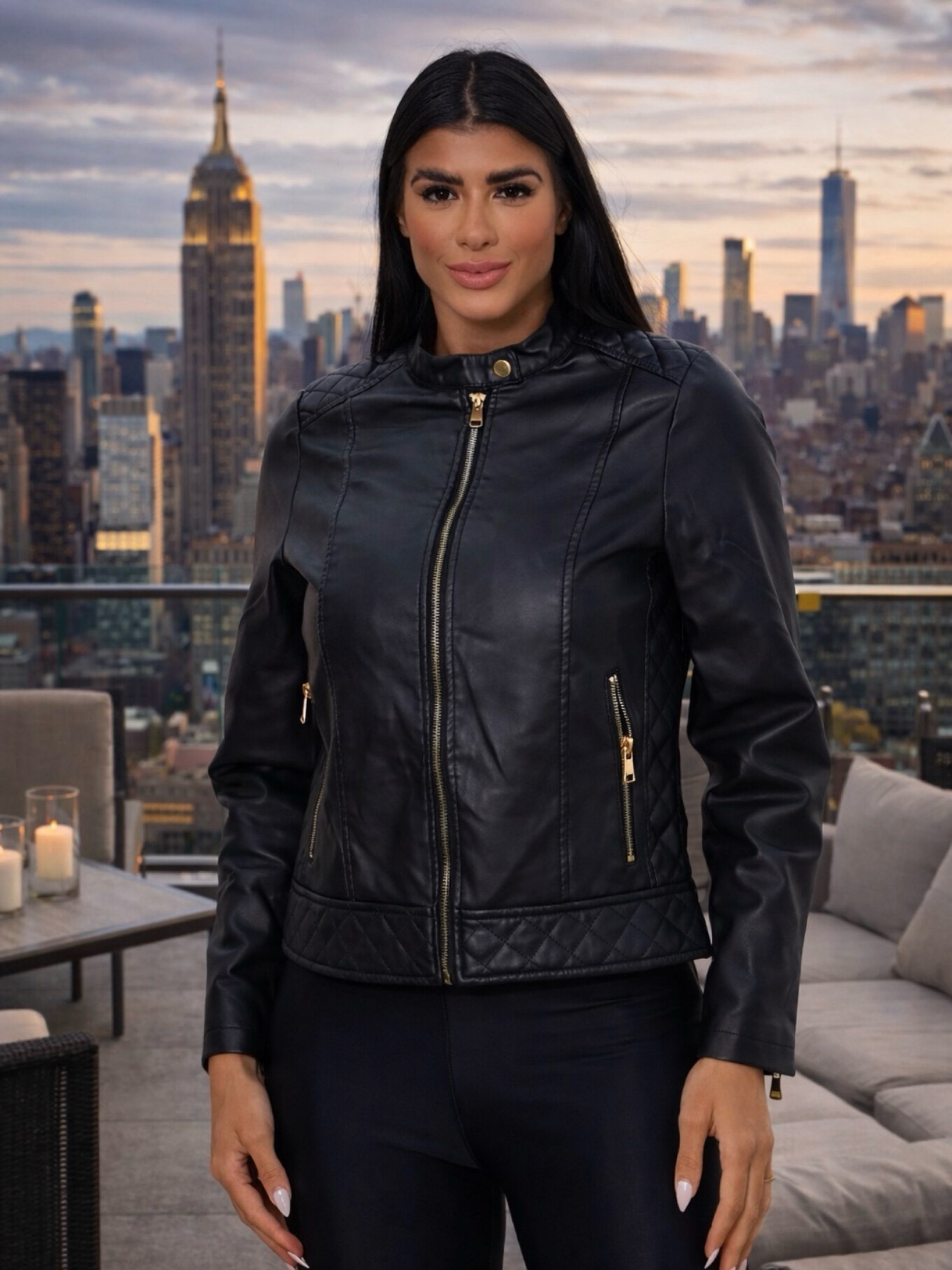 Jaqueta de couro feminina