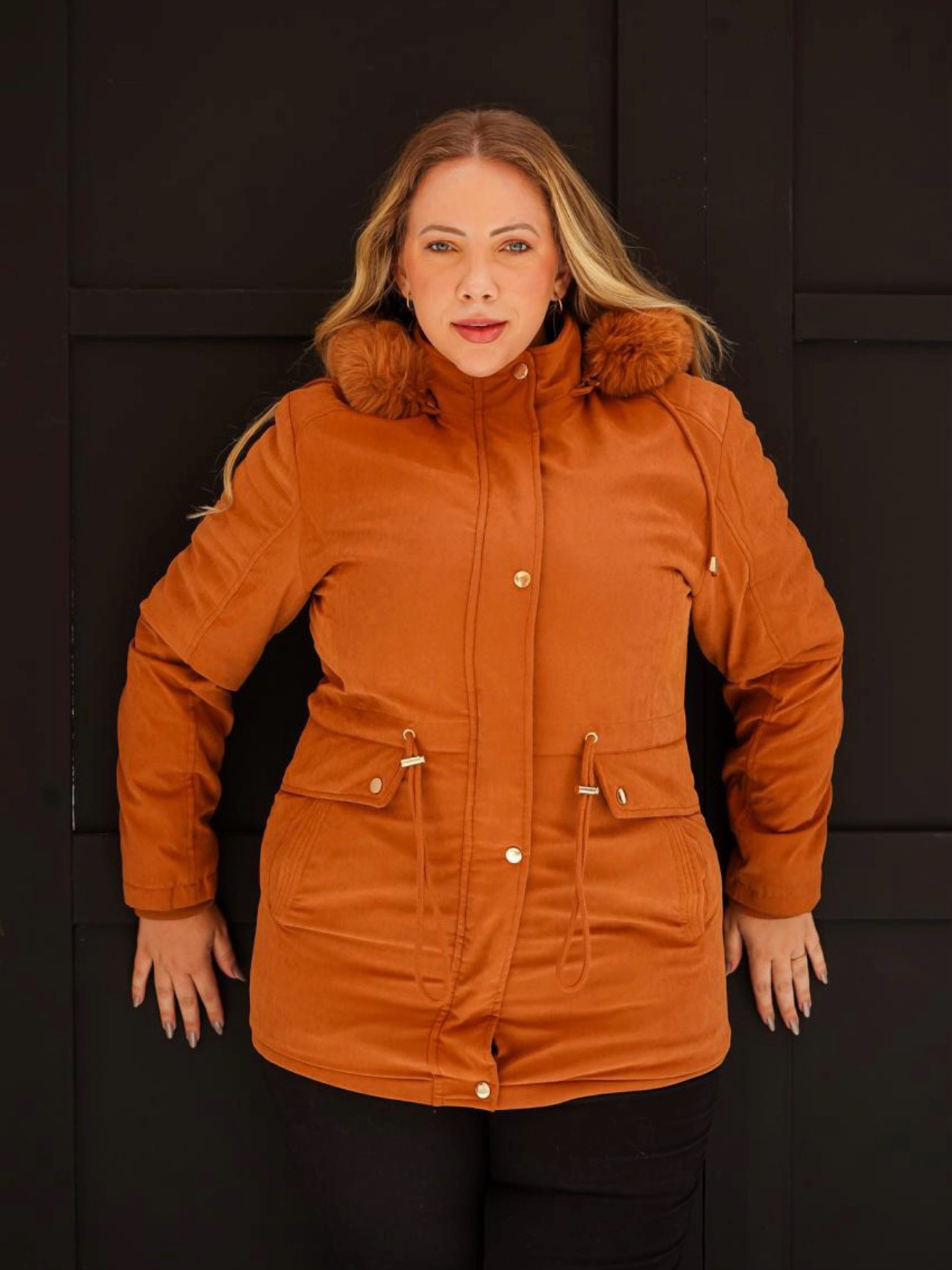 Parka sarja forrada feminina plus size