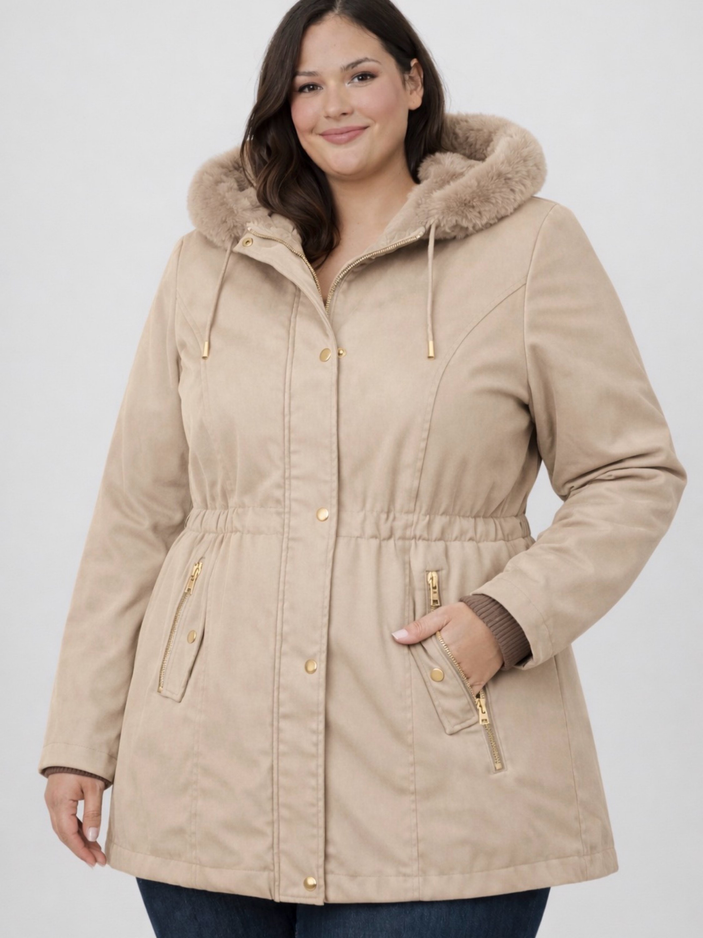 Parka sarja forrada feminina plus size
