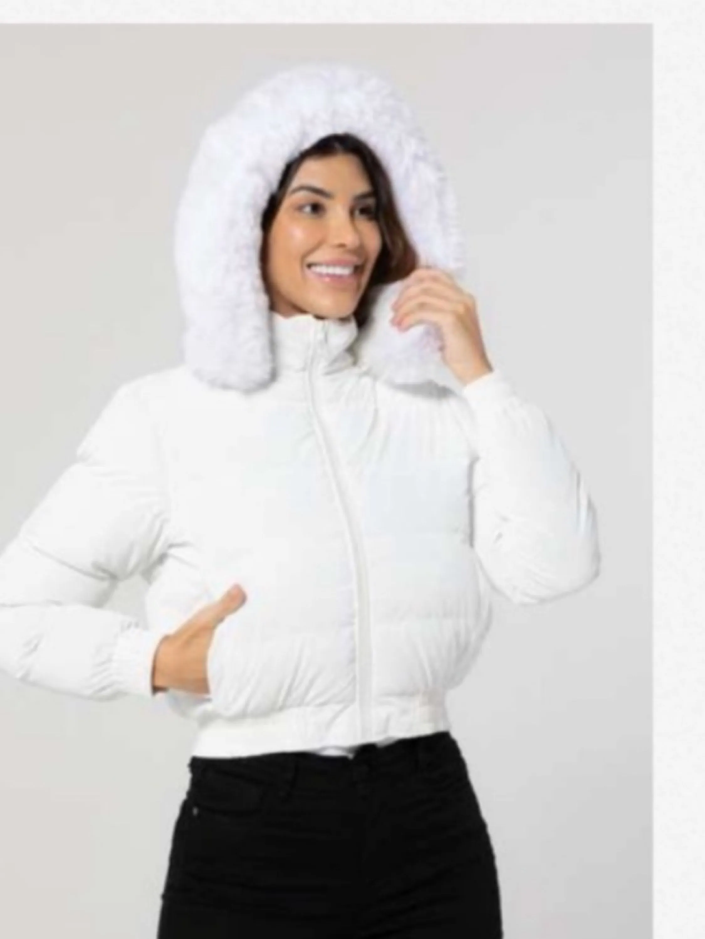 Jaqueta puffer nylon forrada
