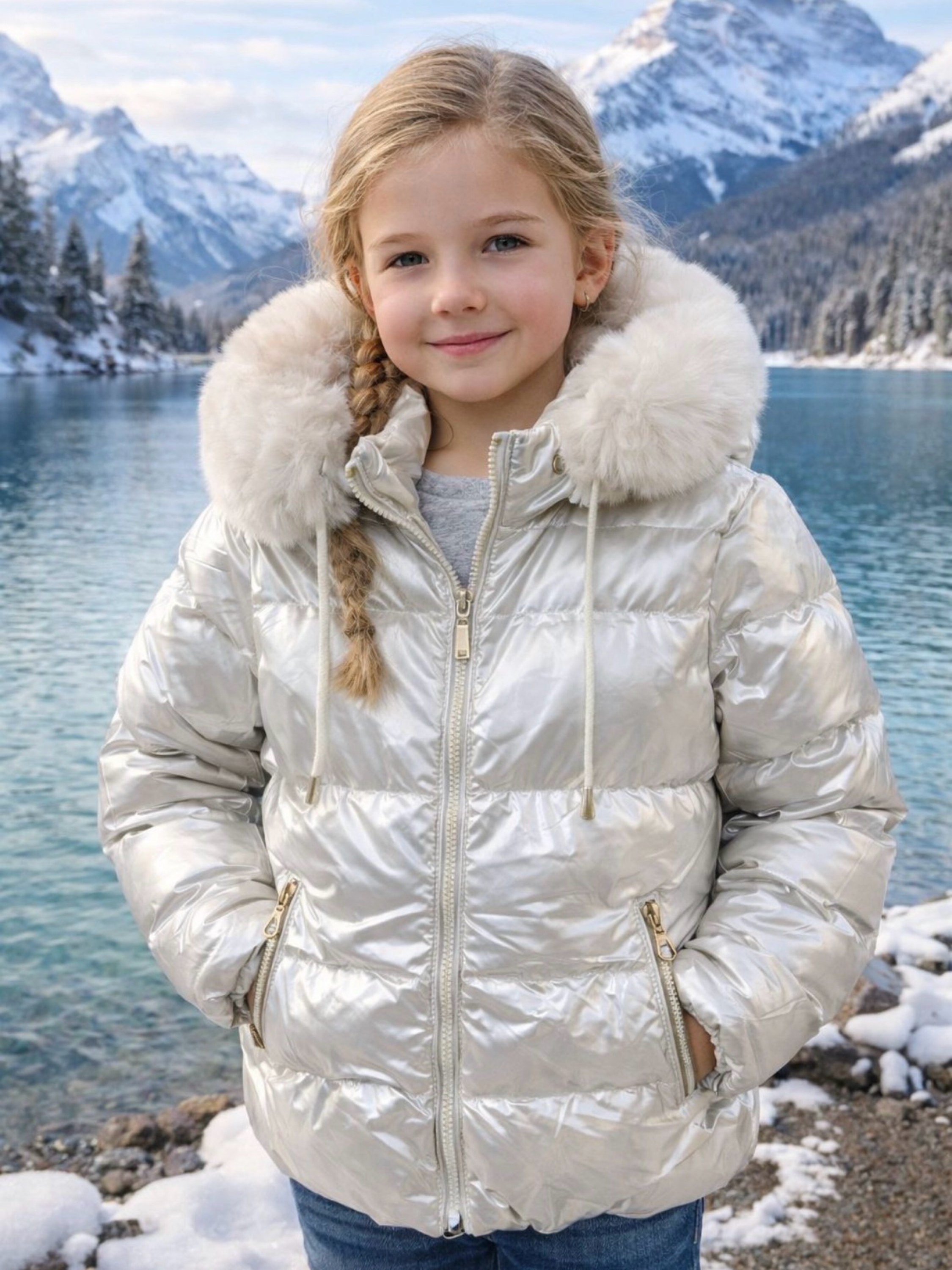 Jaqueta nylon forrada infantil menina