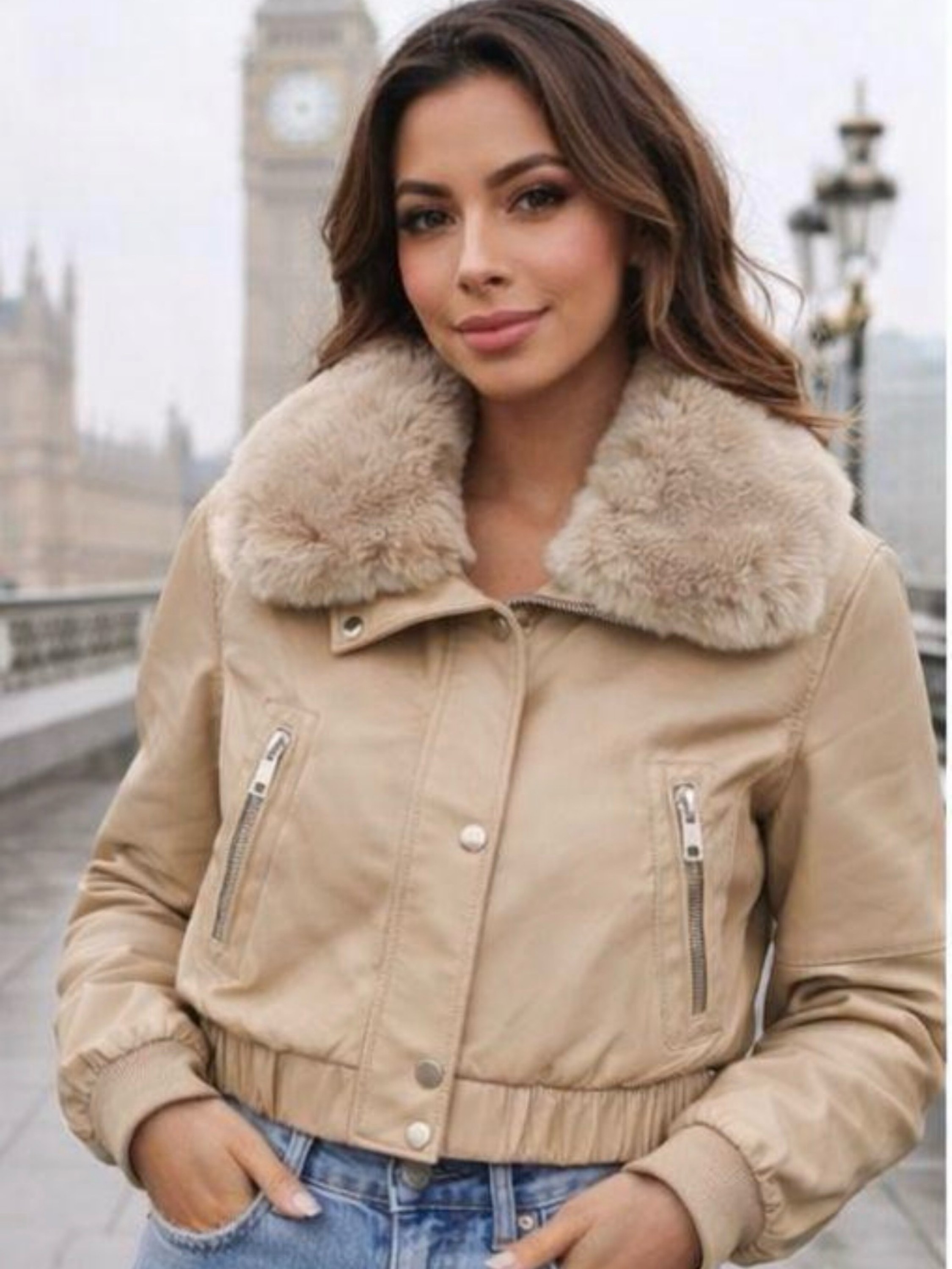 Jaqueta puffer couro forrada feminina