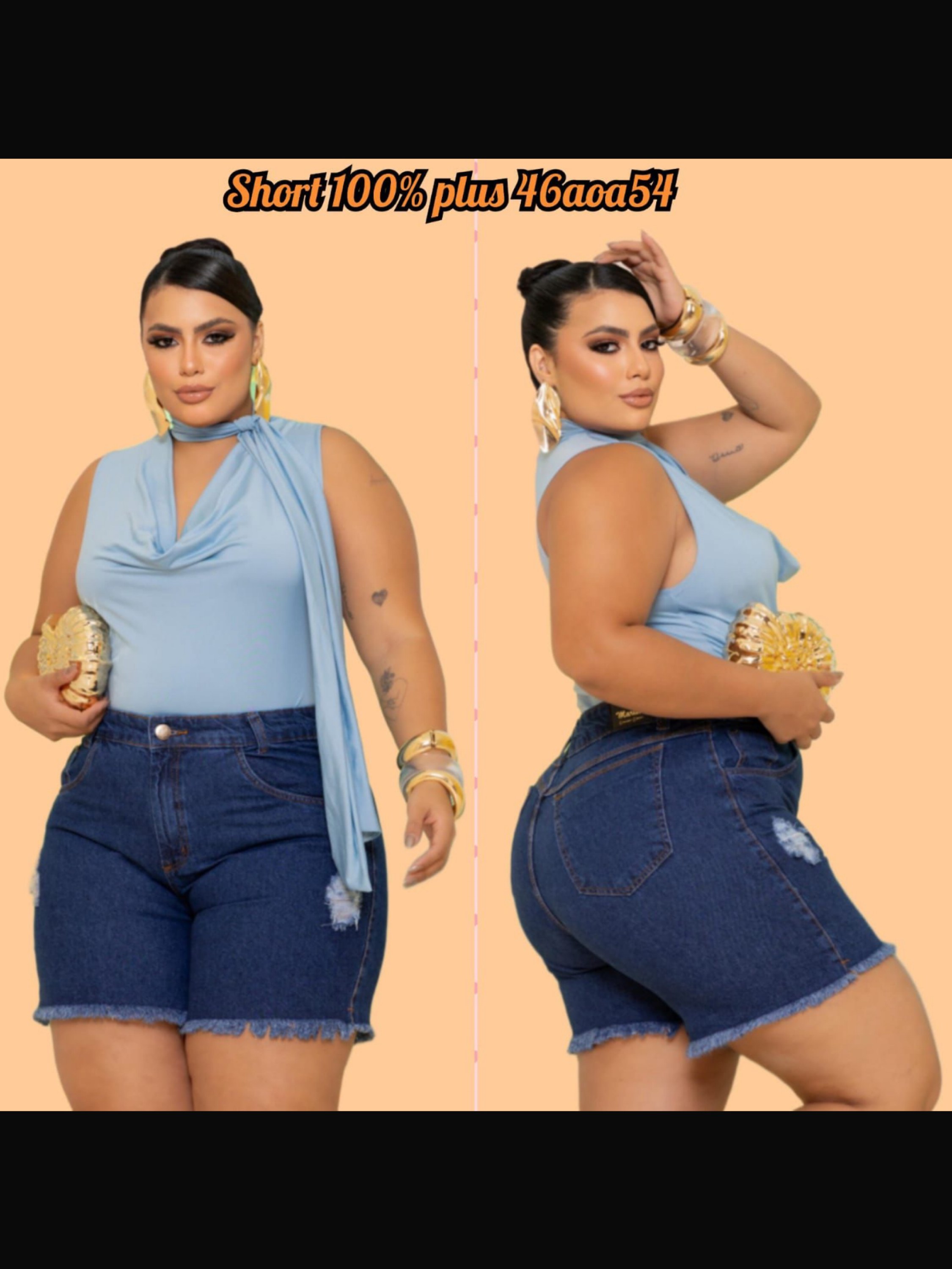 Short 100% Plus Size Rasgado Feminino
