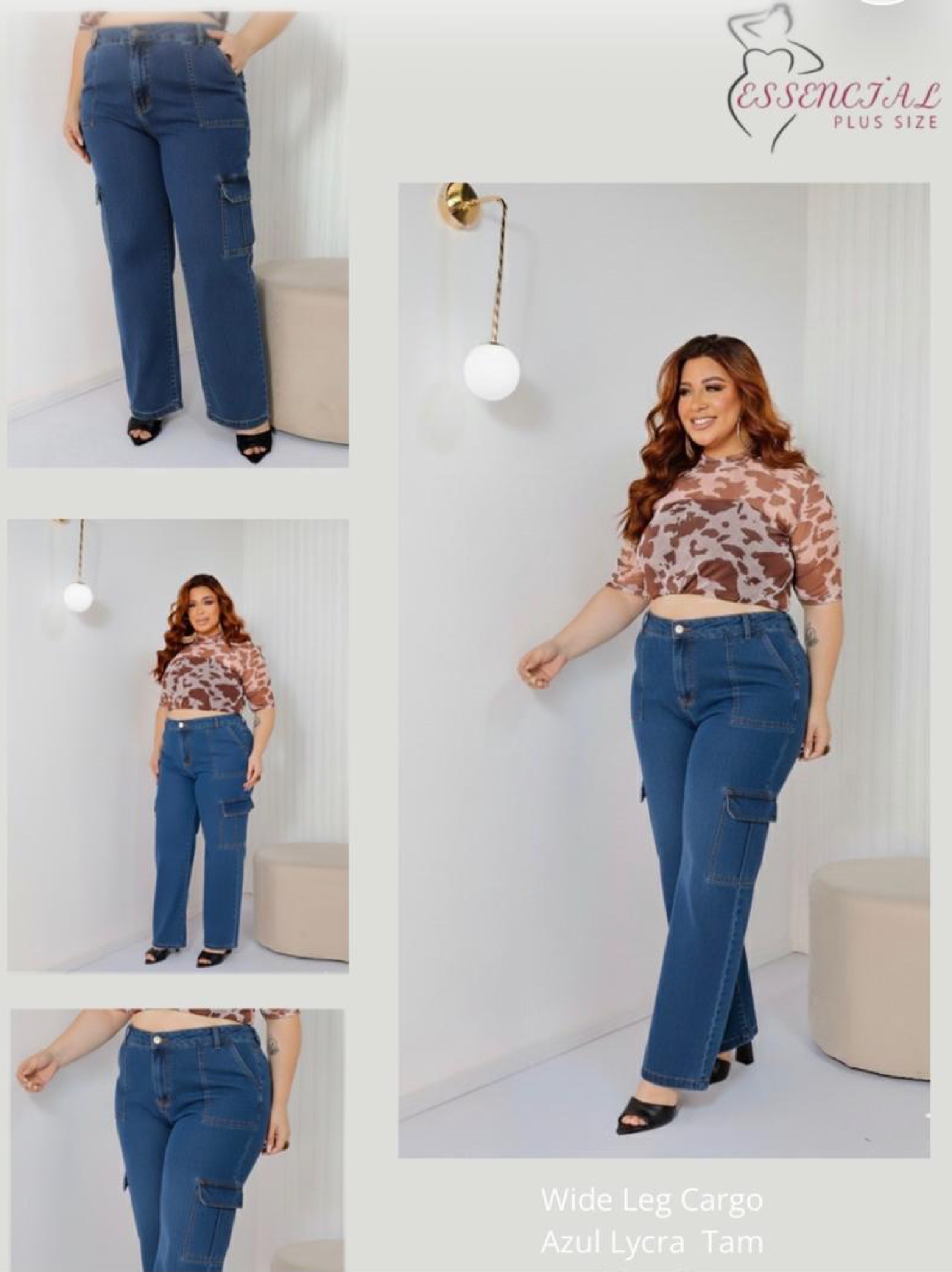 Calça Wide Leg Cargo Plus