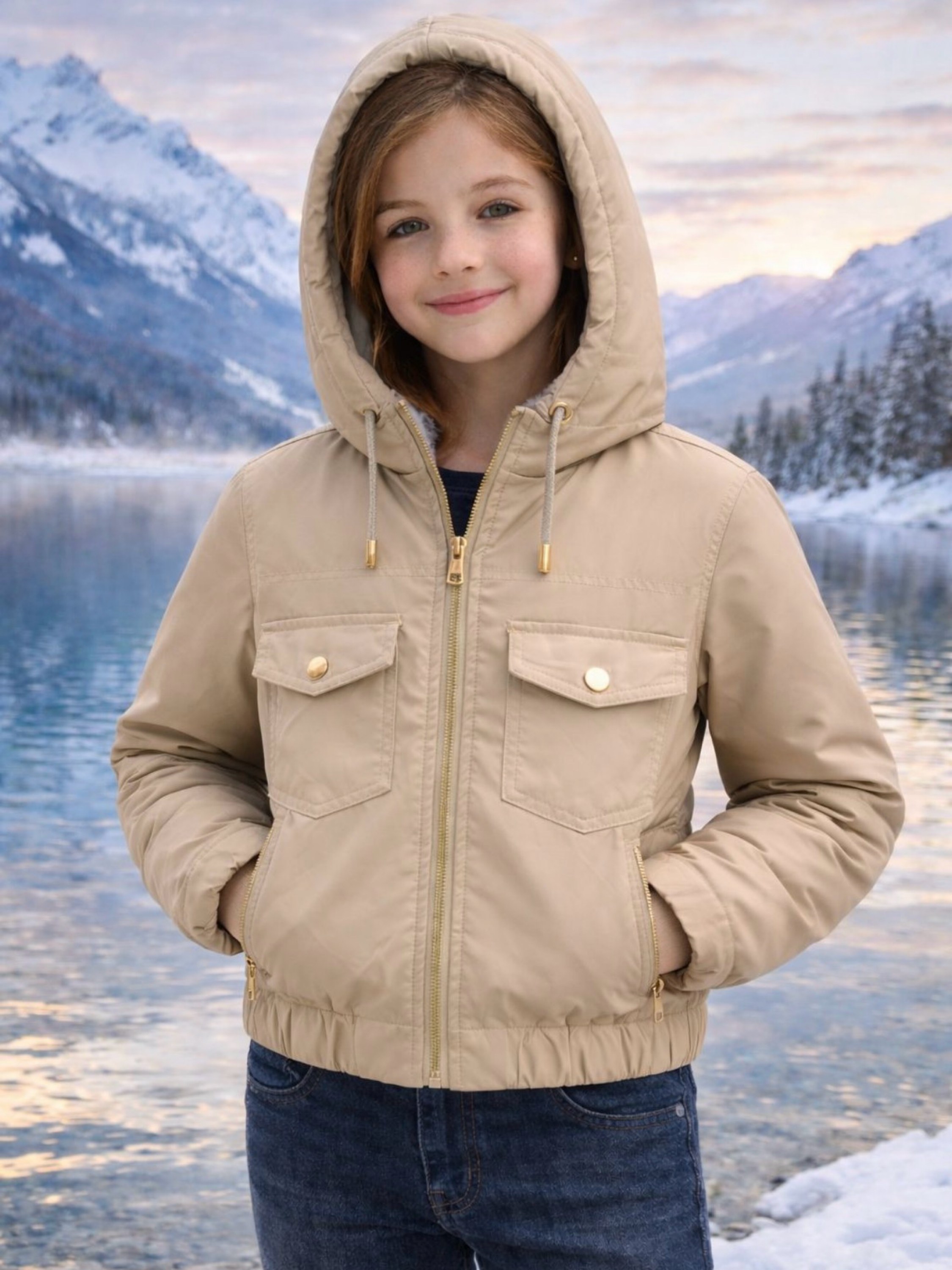 Jaqueta puffer forrada infantil menina