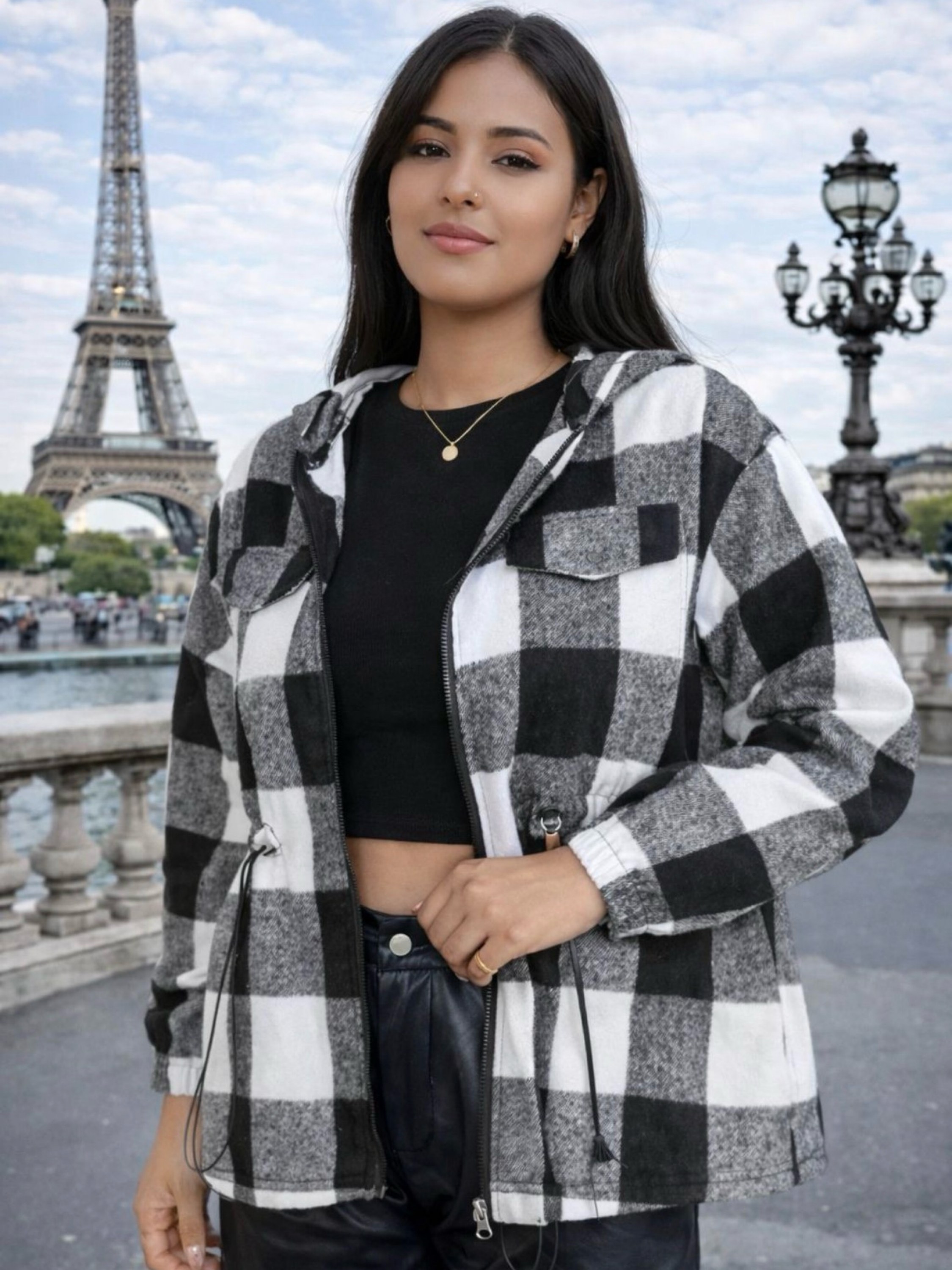 Jaqueta xadrez feminina