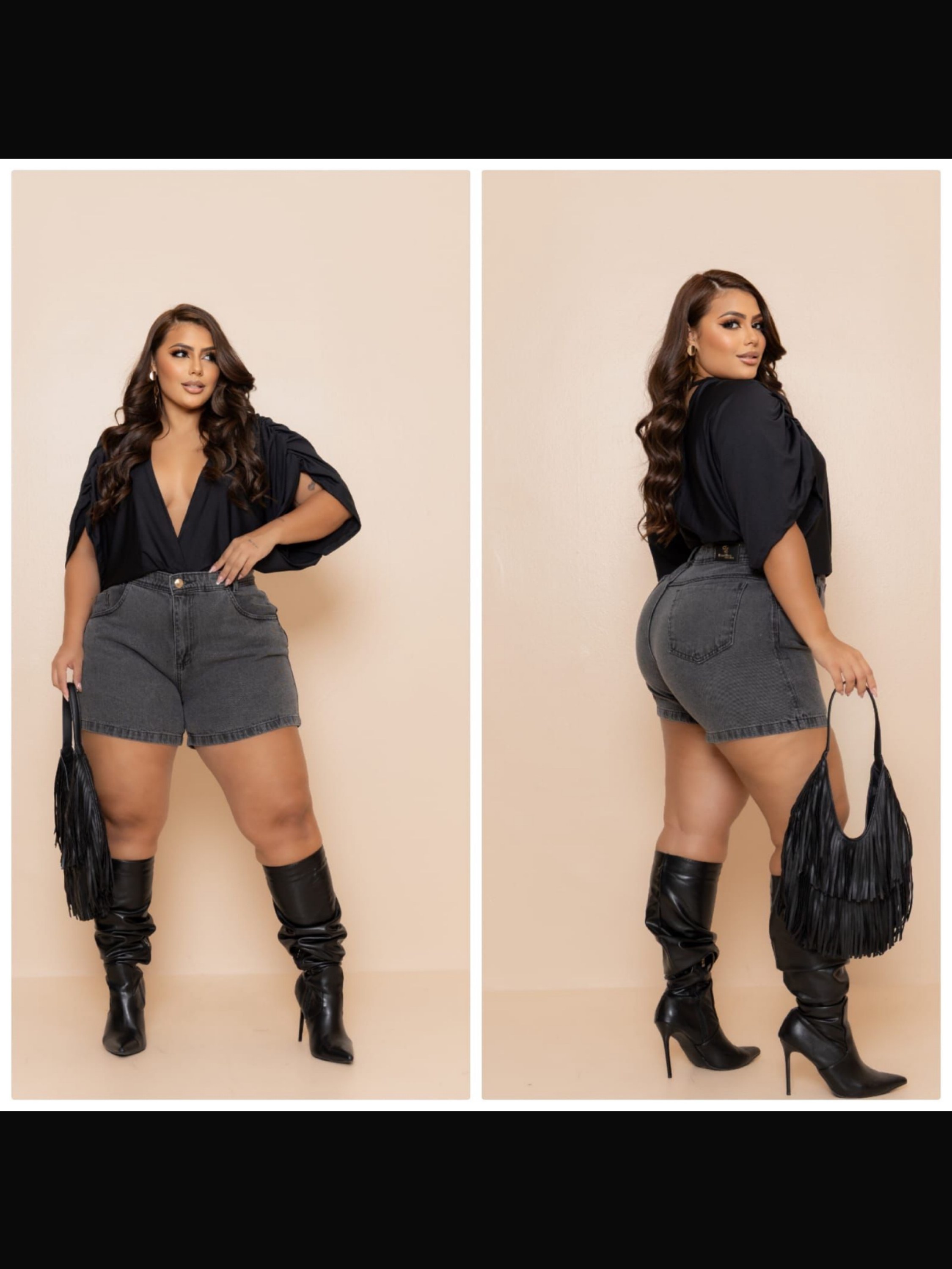 Short 100% Plus Size Grafite