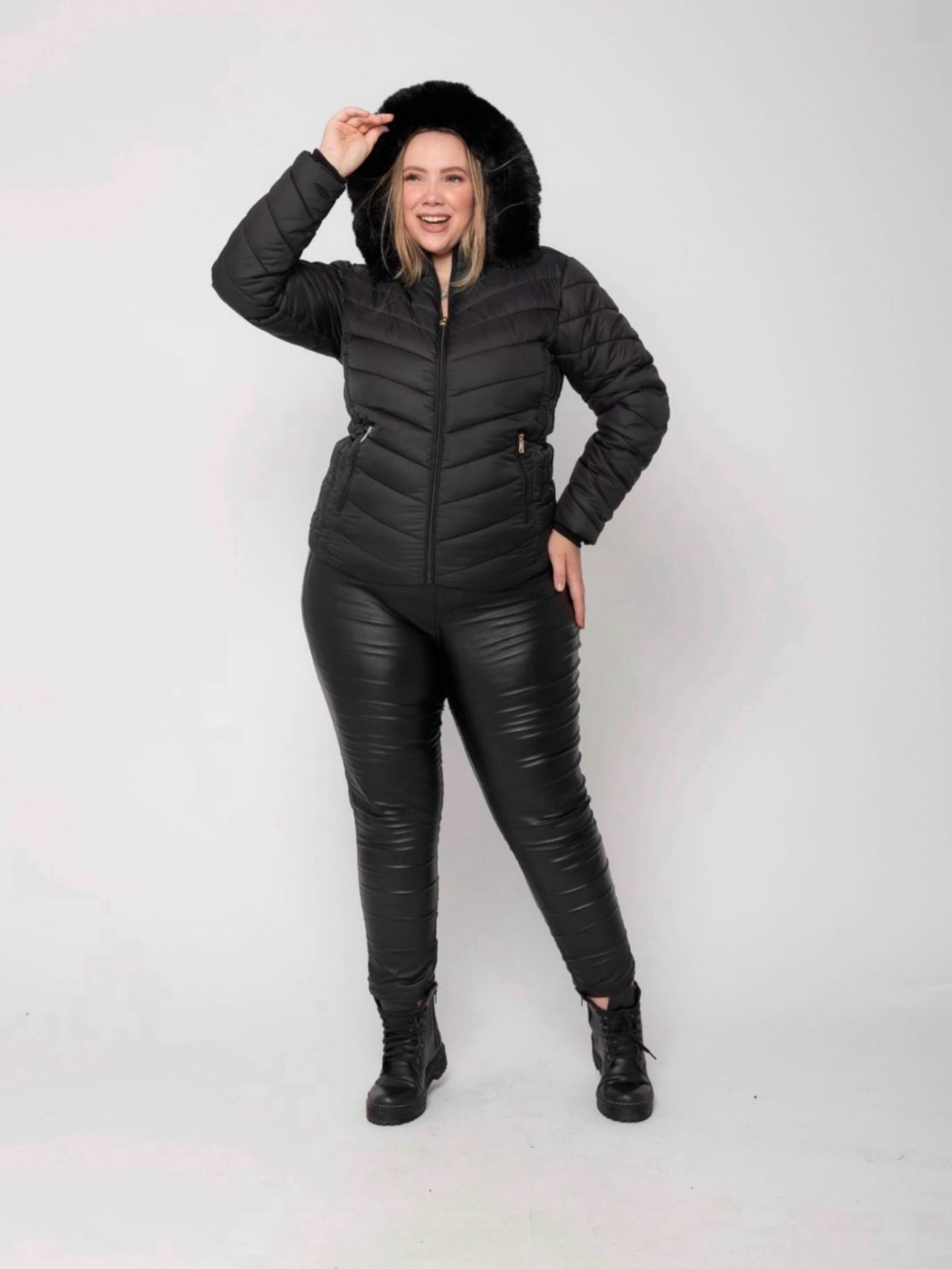 Jaqueta gominho forrada feminina plus size