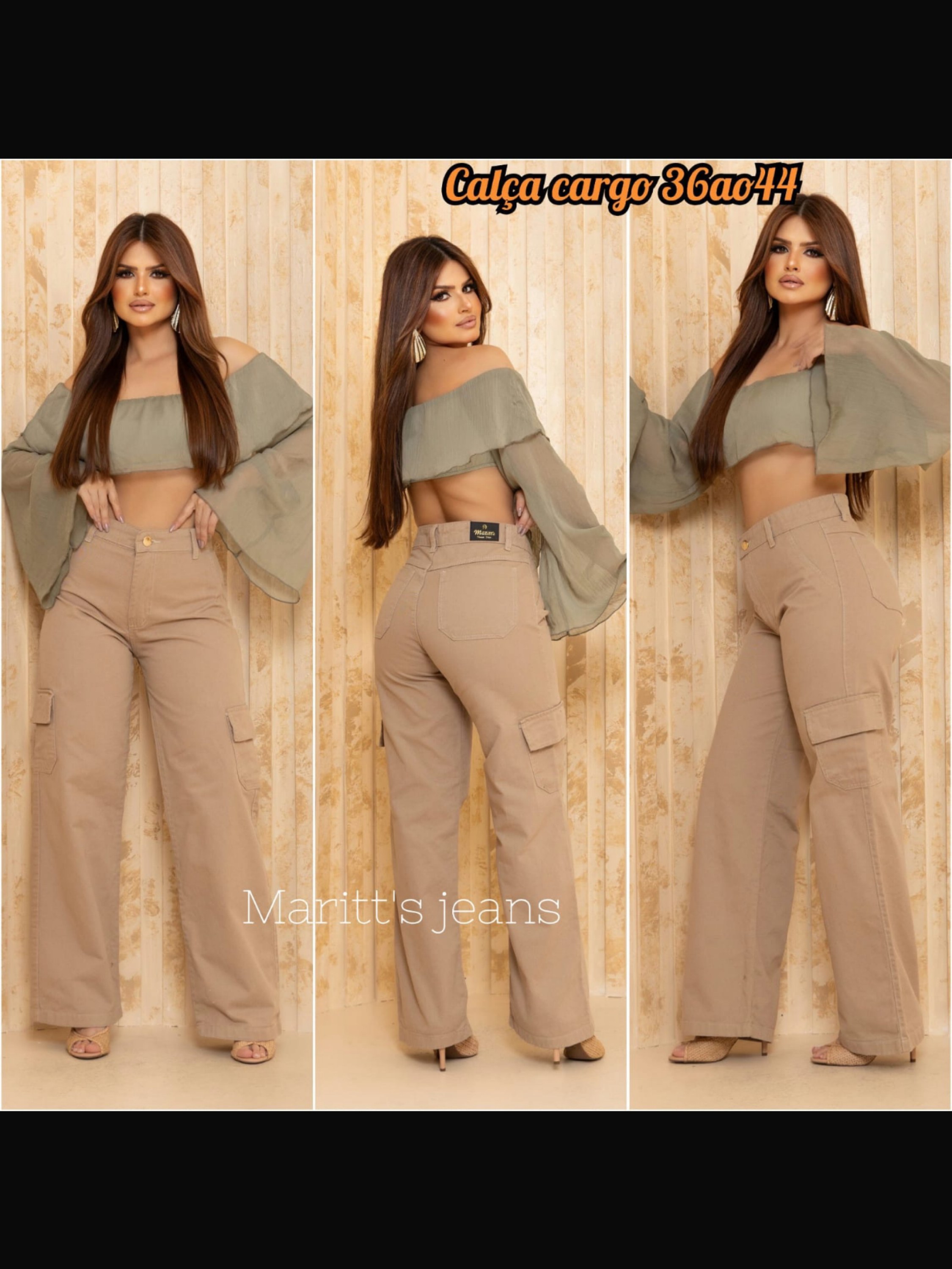 Wide Cargo Bege Feminina