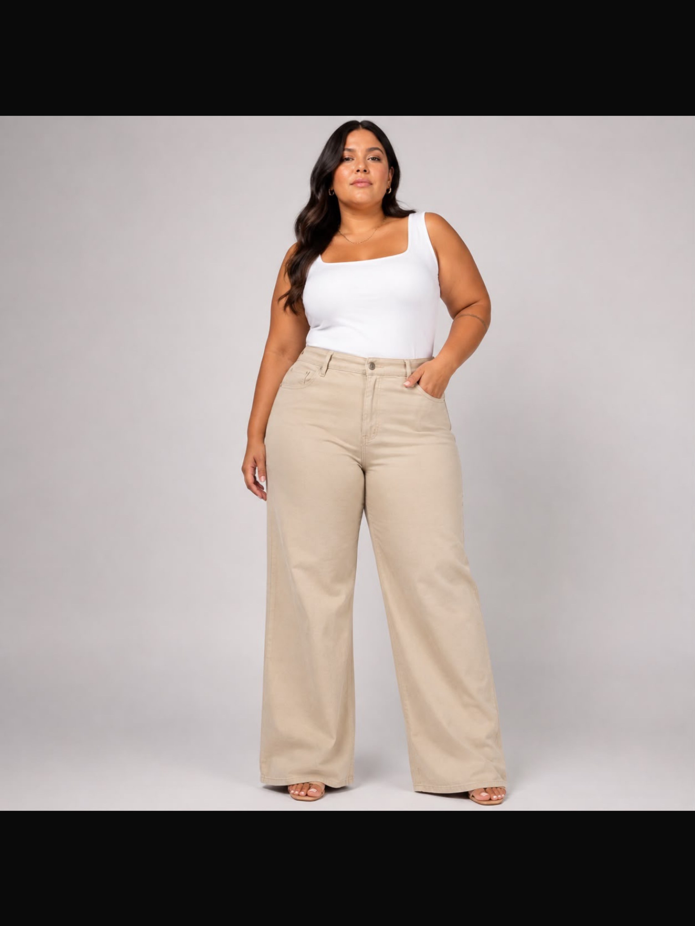 Wide Leg Plus Size Bege