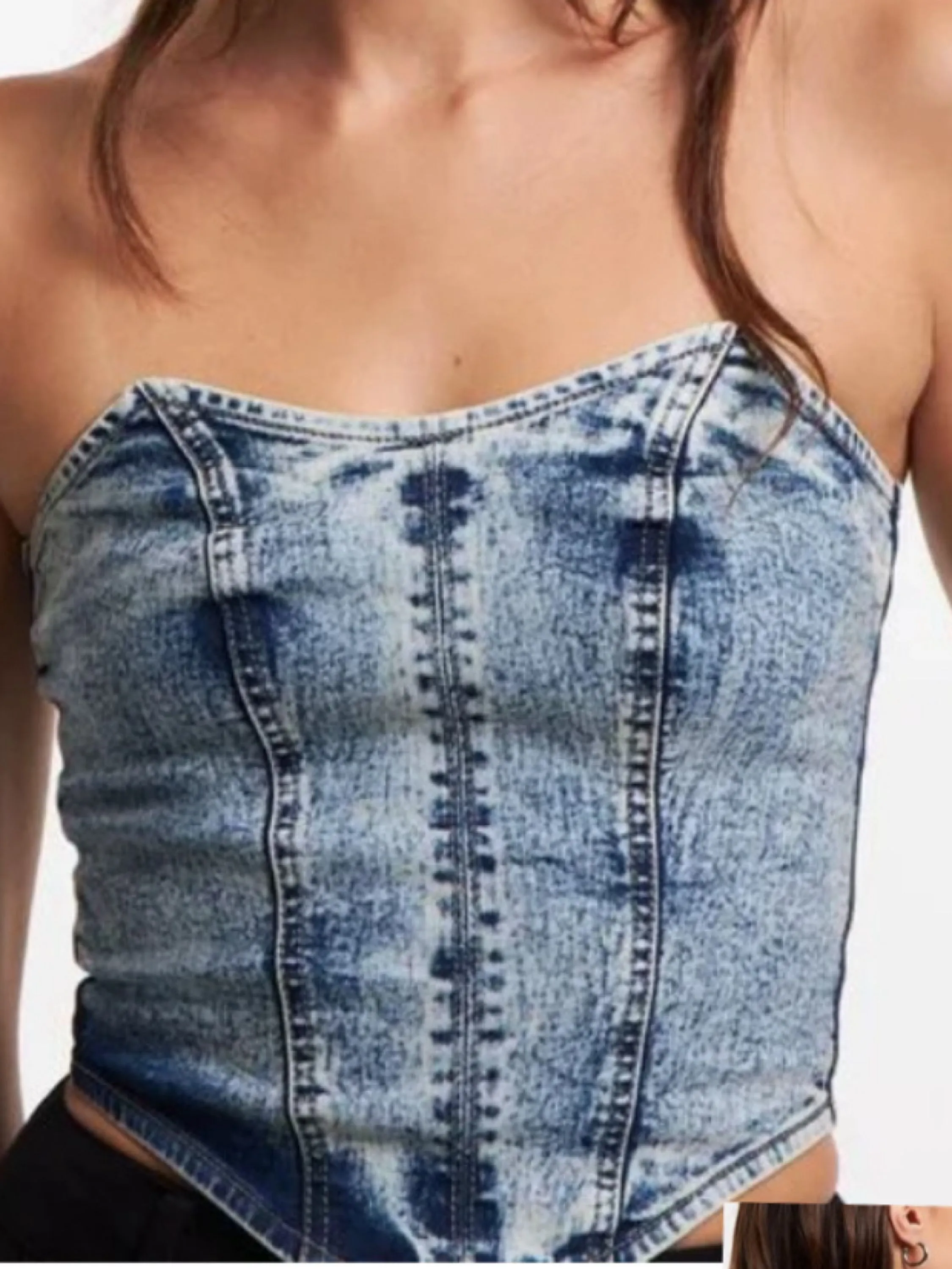Cropped corset jeans com elastano