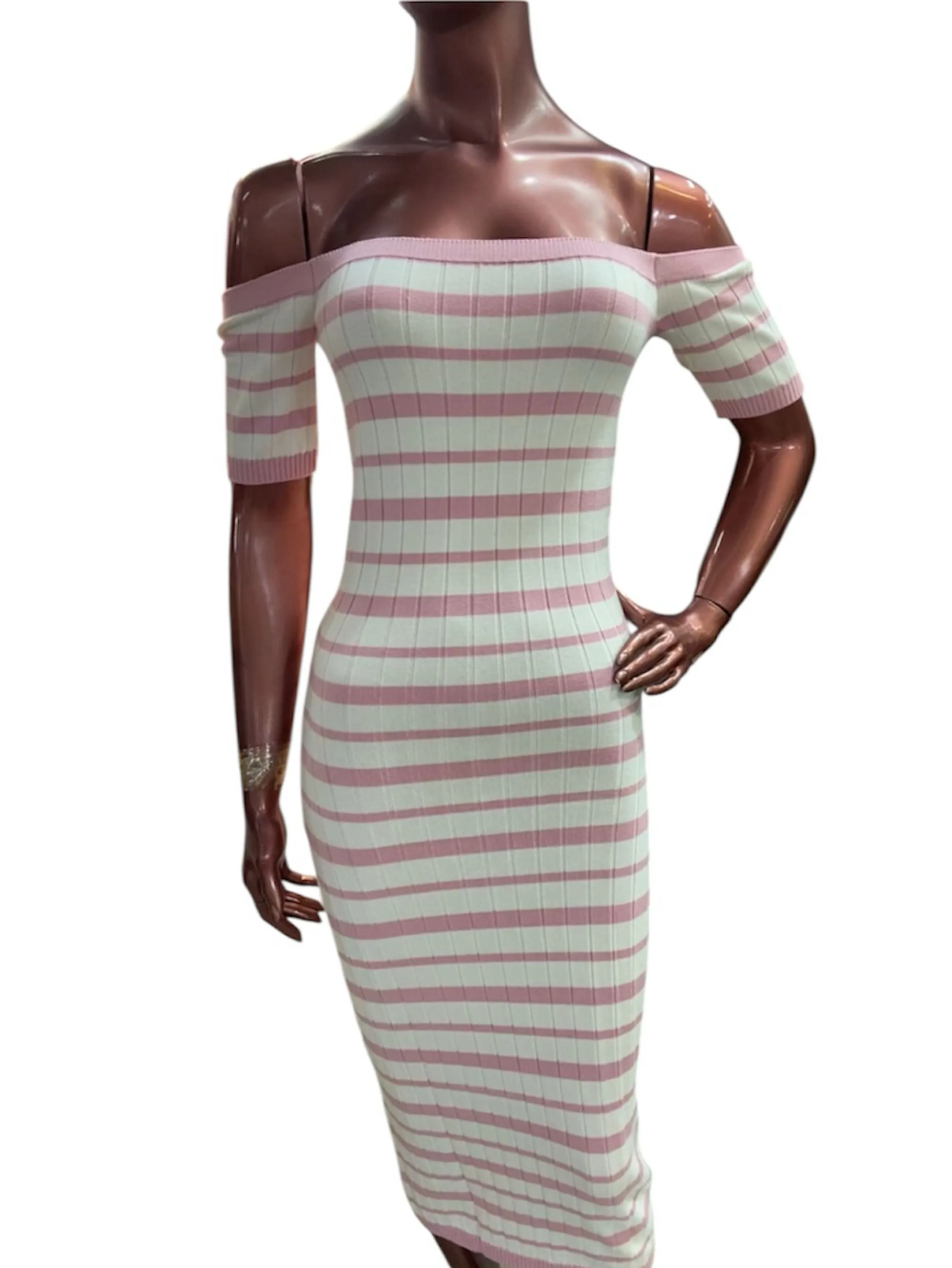 Vestido longo tricot modal listrdo