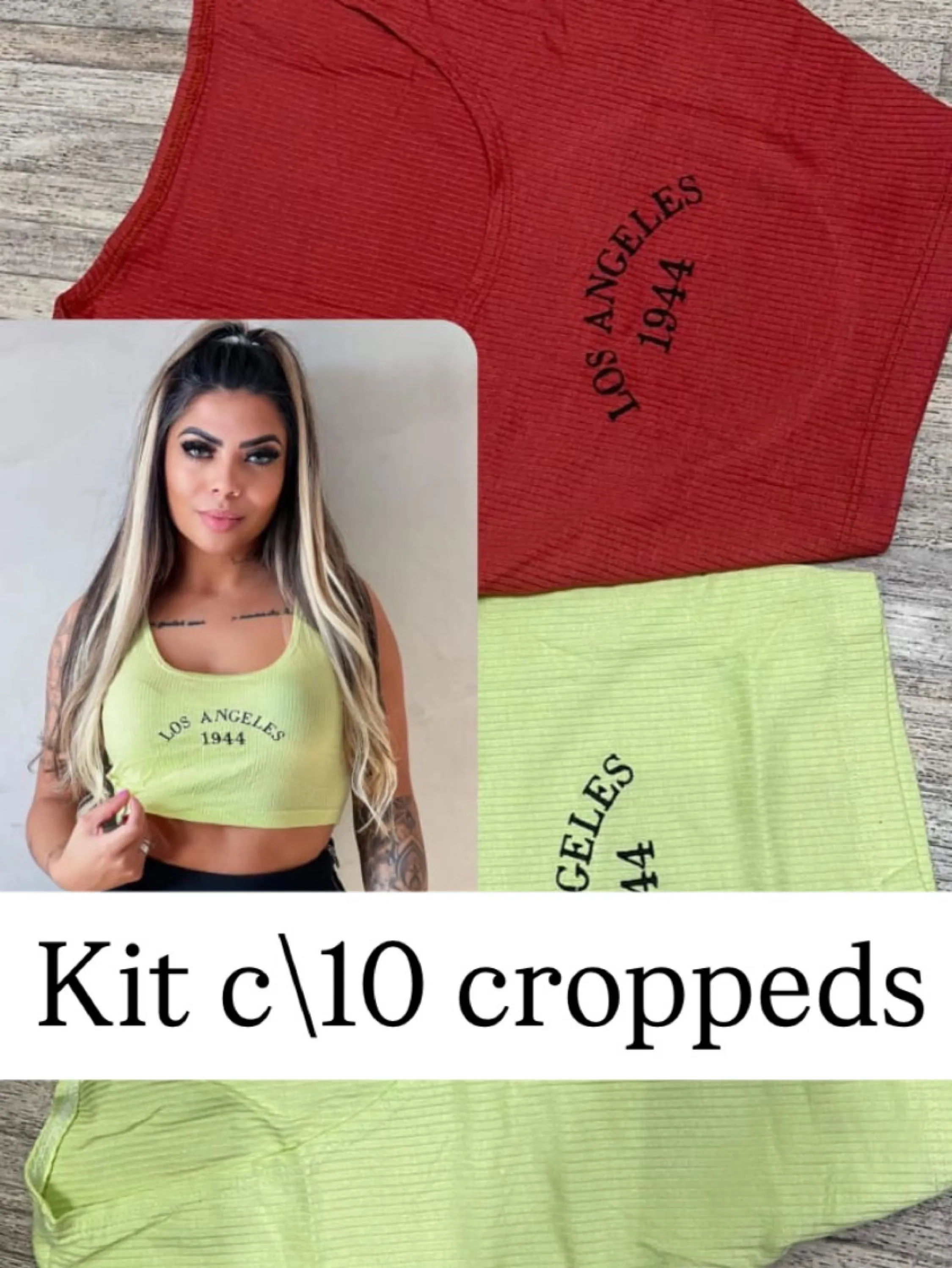 Kit com 10 croppeds  regata canelado bordadas