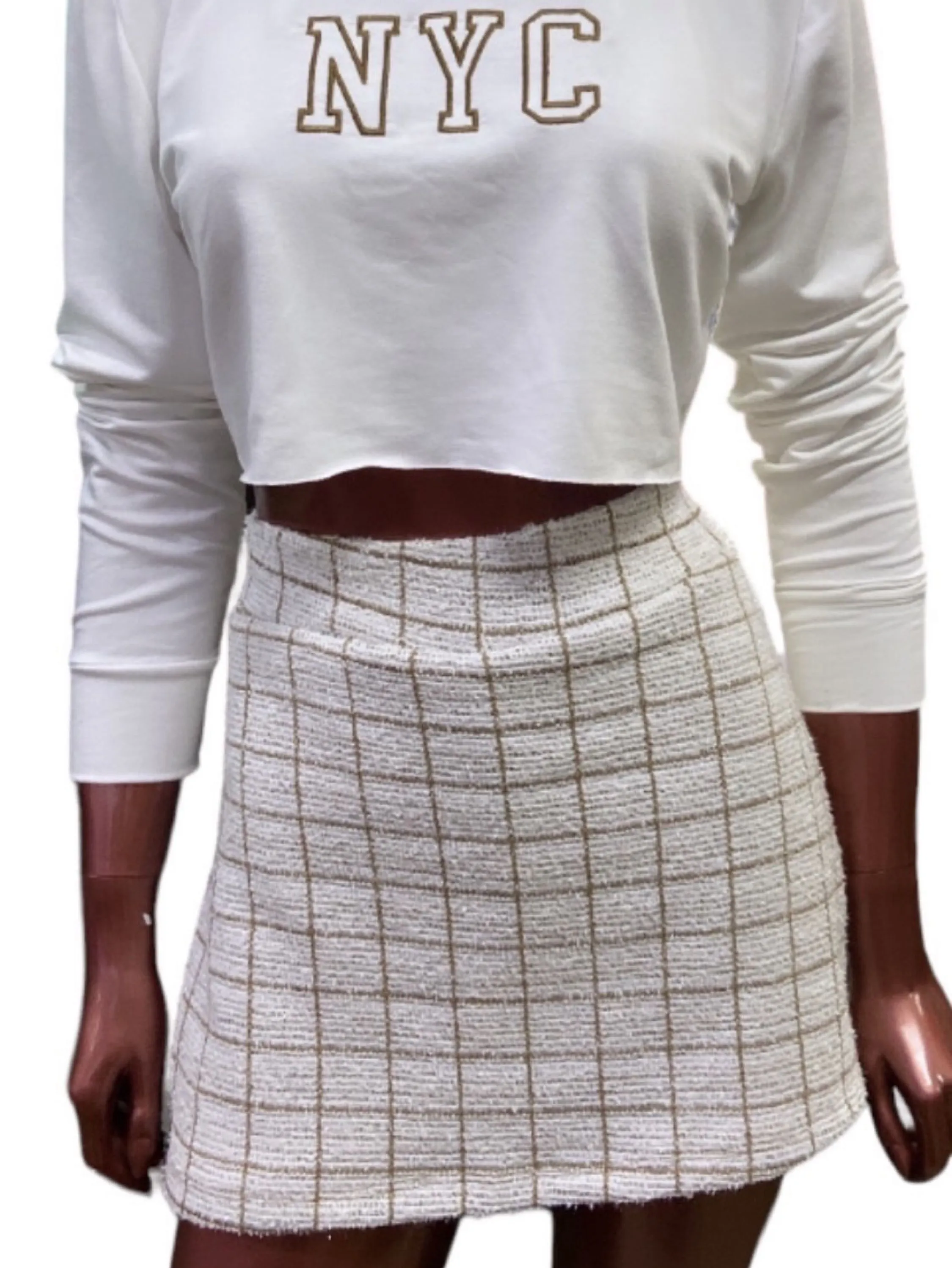 Short saia tweed com elastano