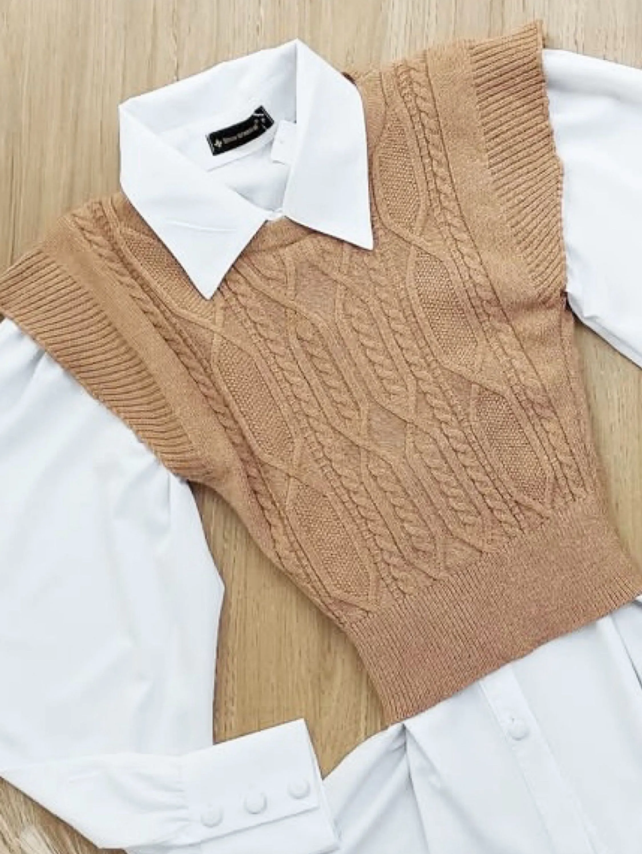 Colete tricot modal trançado