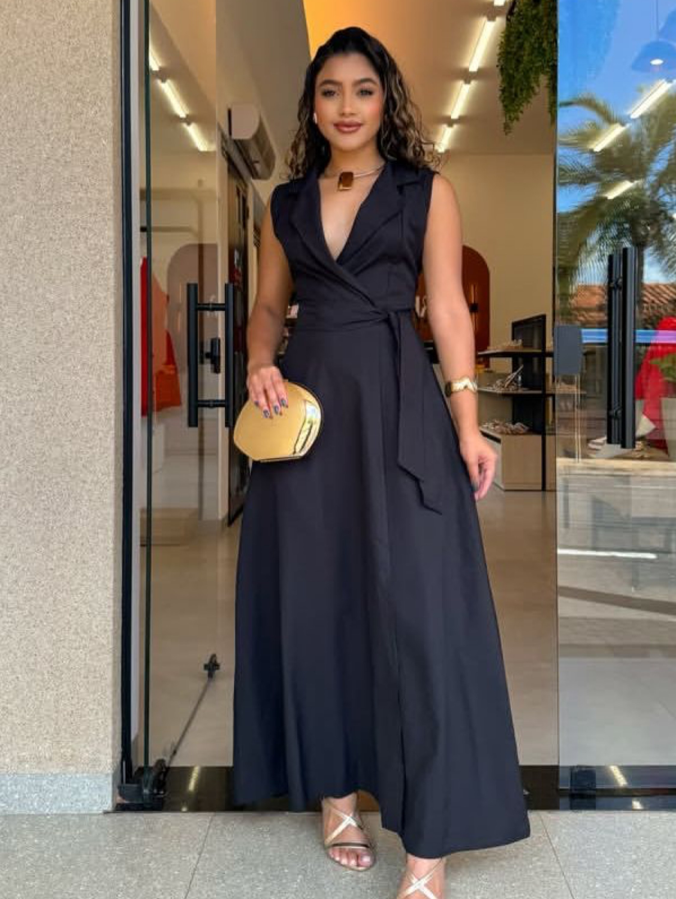 Vestido longo transpassado