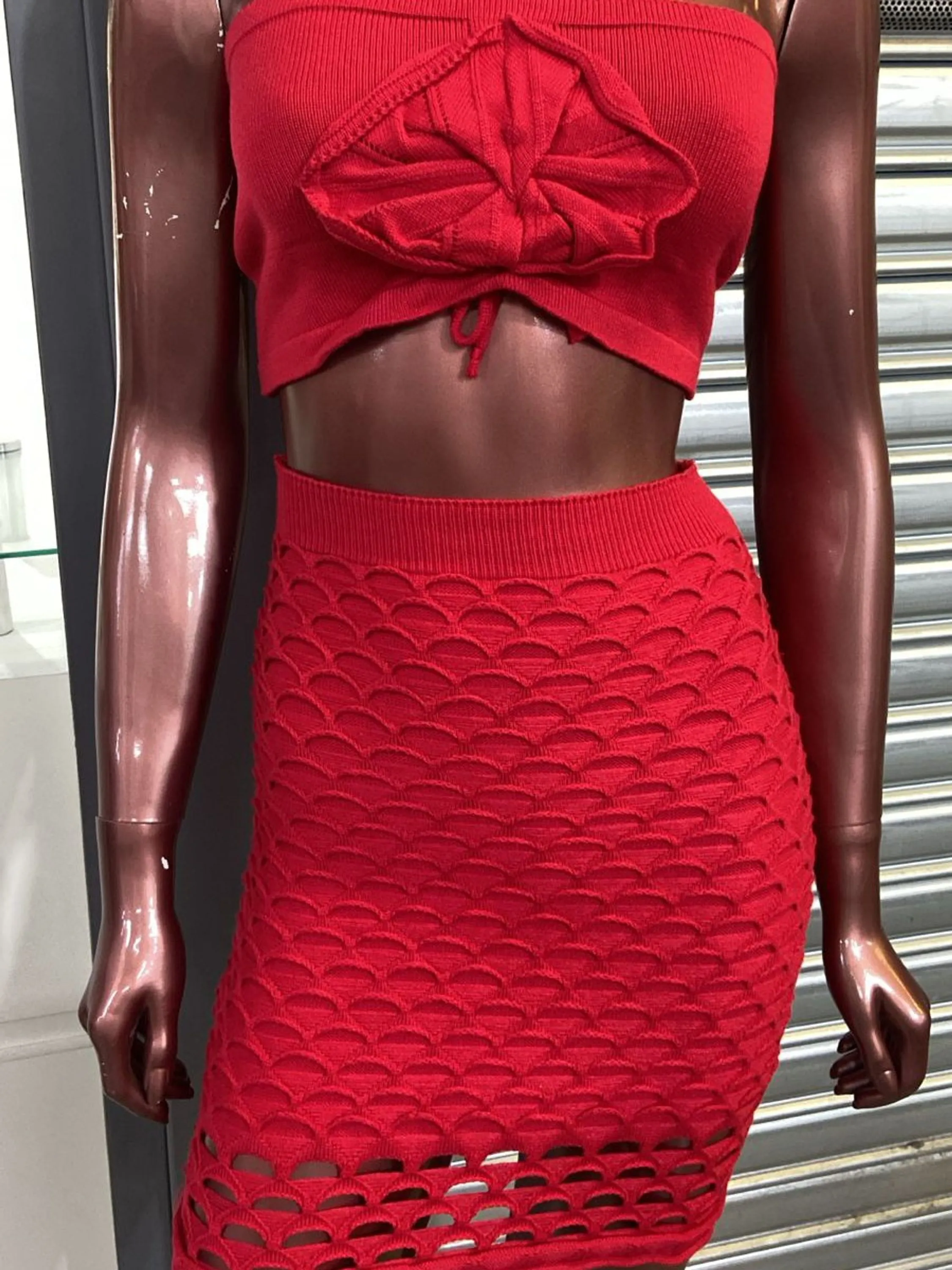 Conjunto flor tricot modal