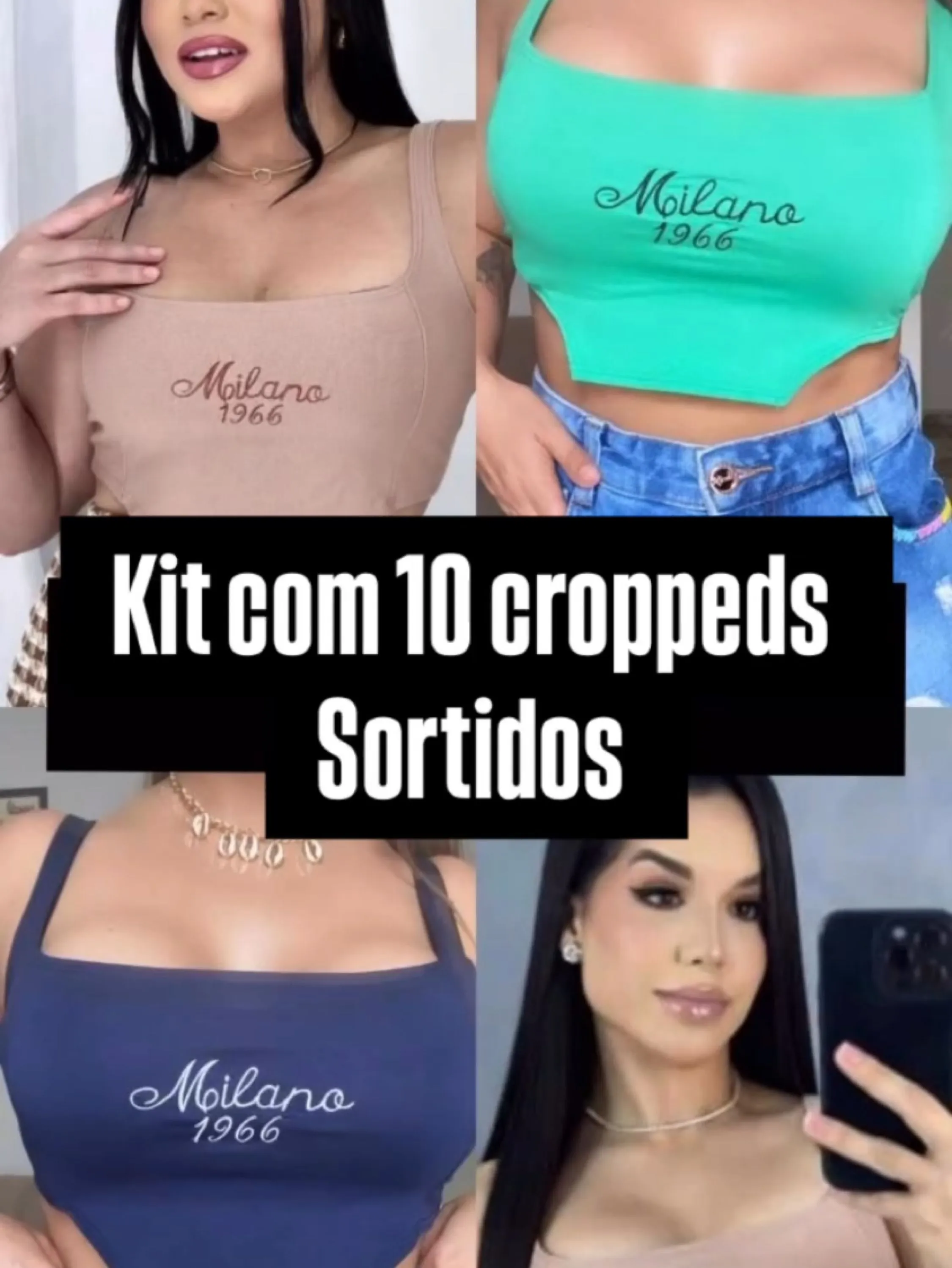 Kit com 10 cropped corset