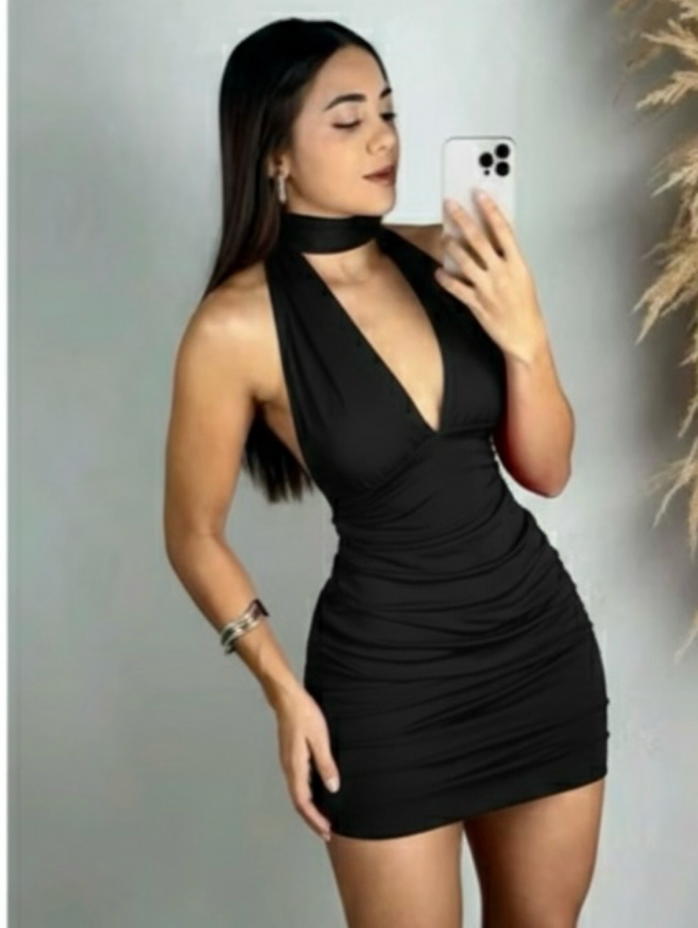 Vestido frente única franzido