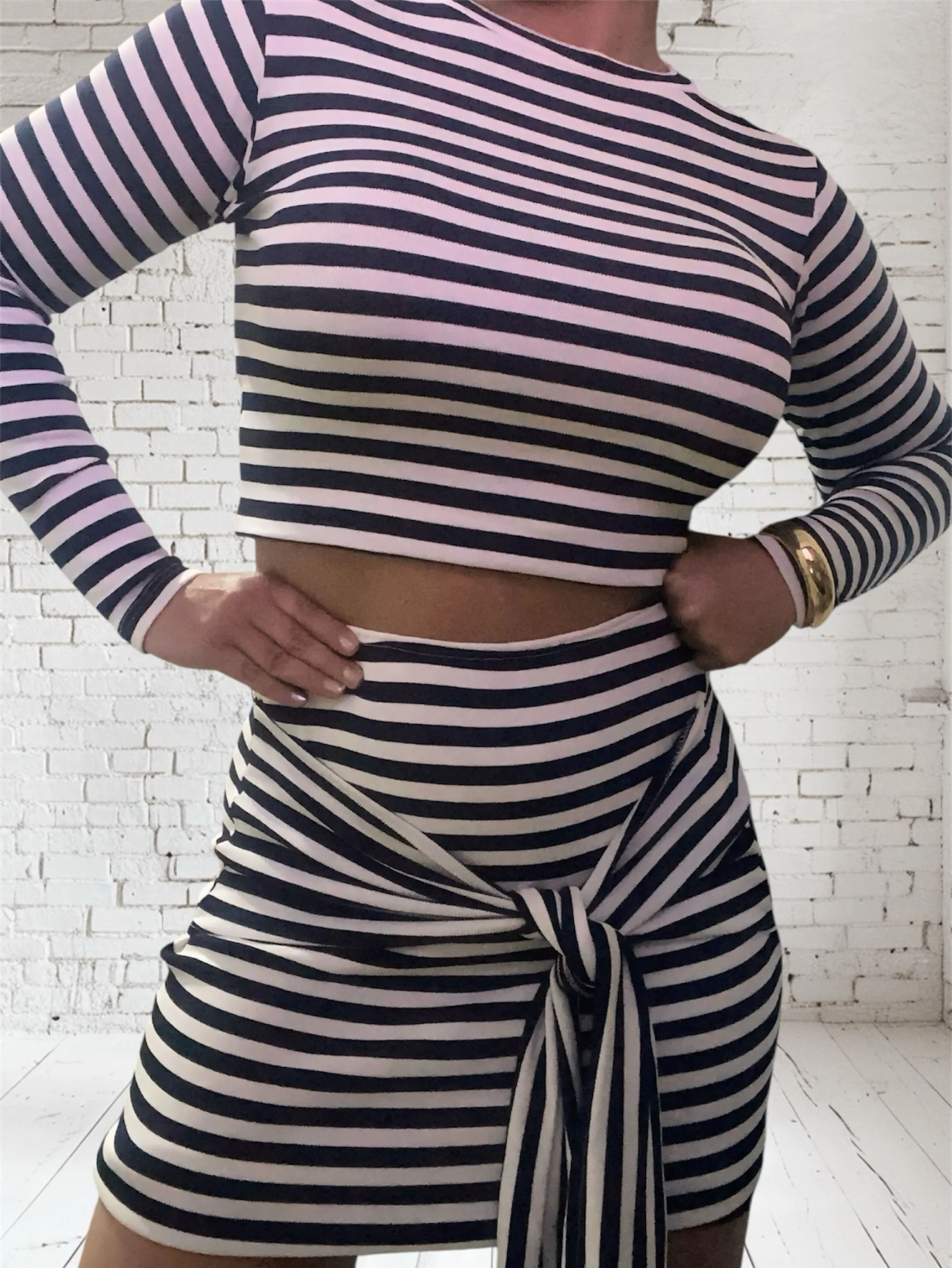 Conjunto listrado Ribana com toque algodão