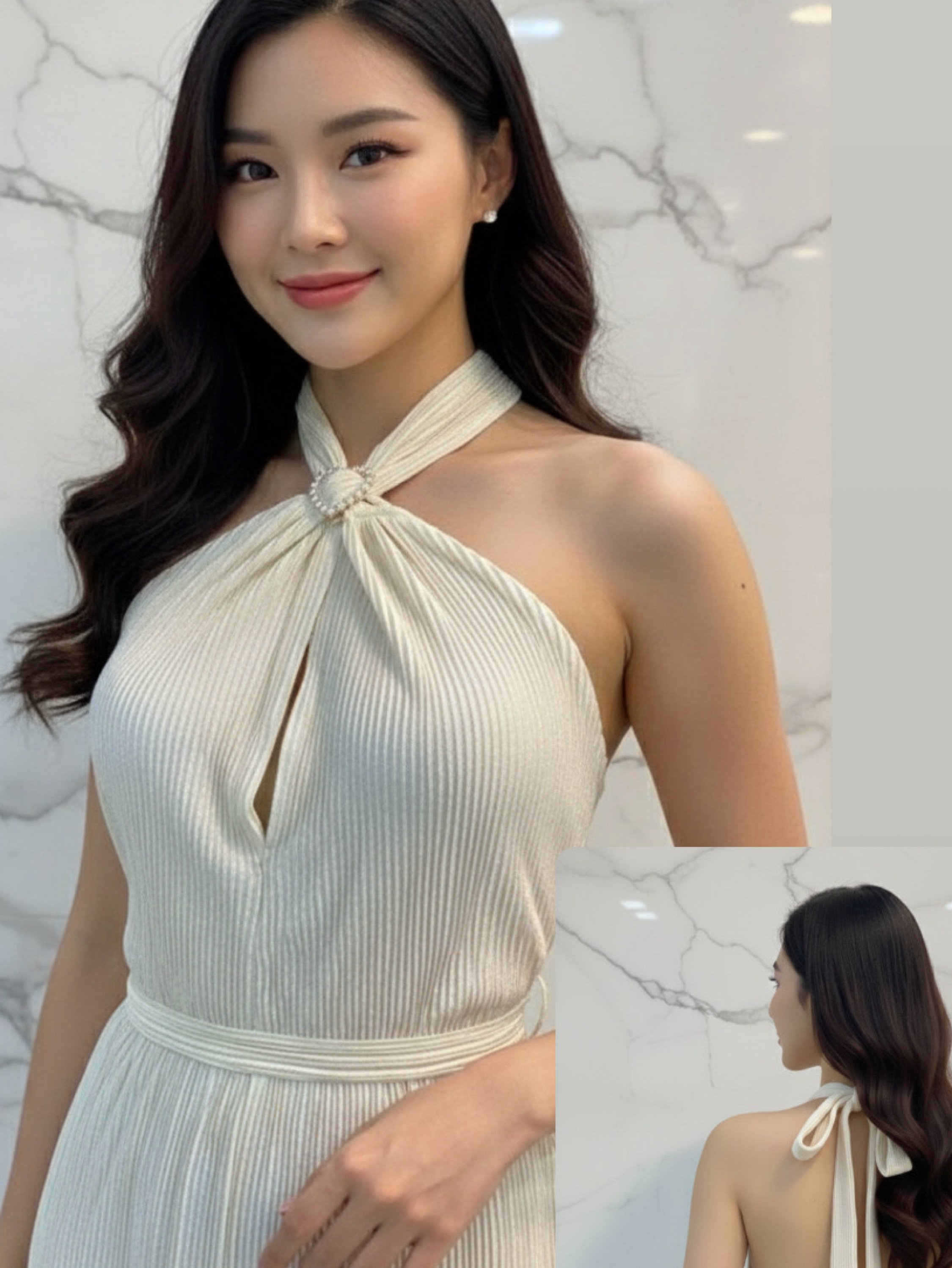 Blusa frente única com fivela de pérola