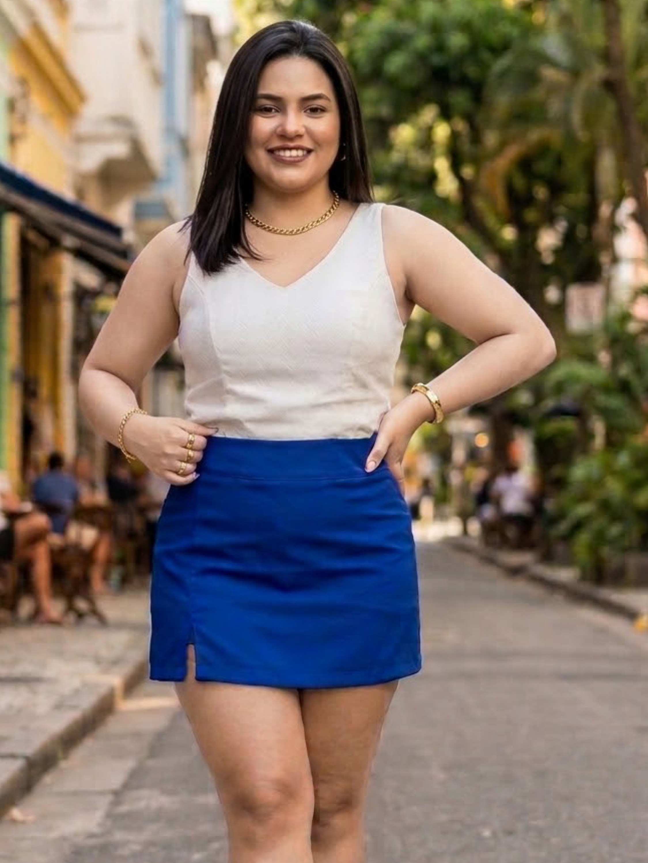 Short saia alfaiataria plus size