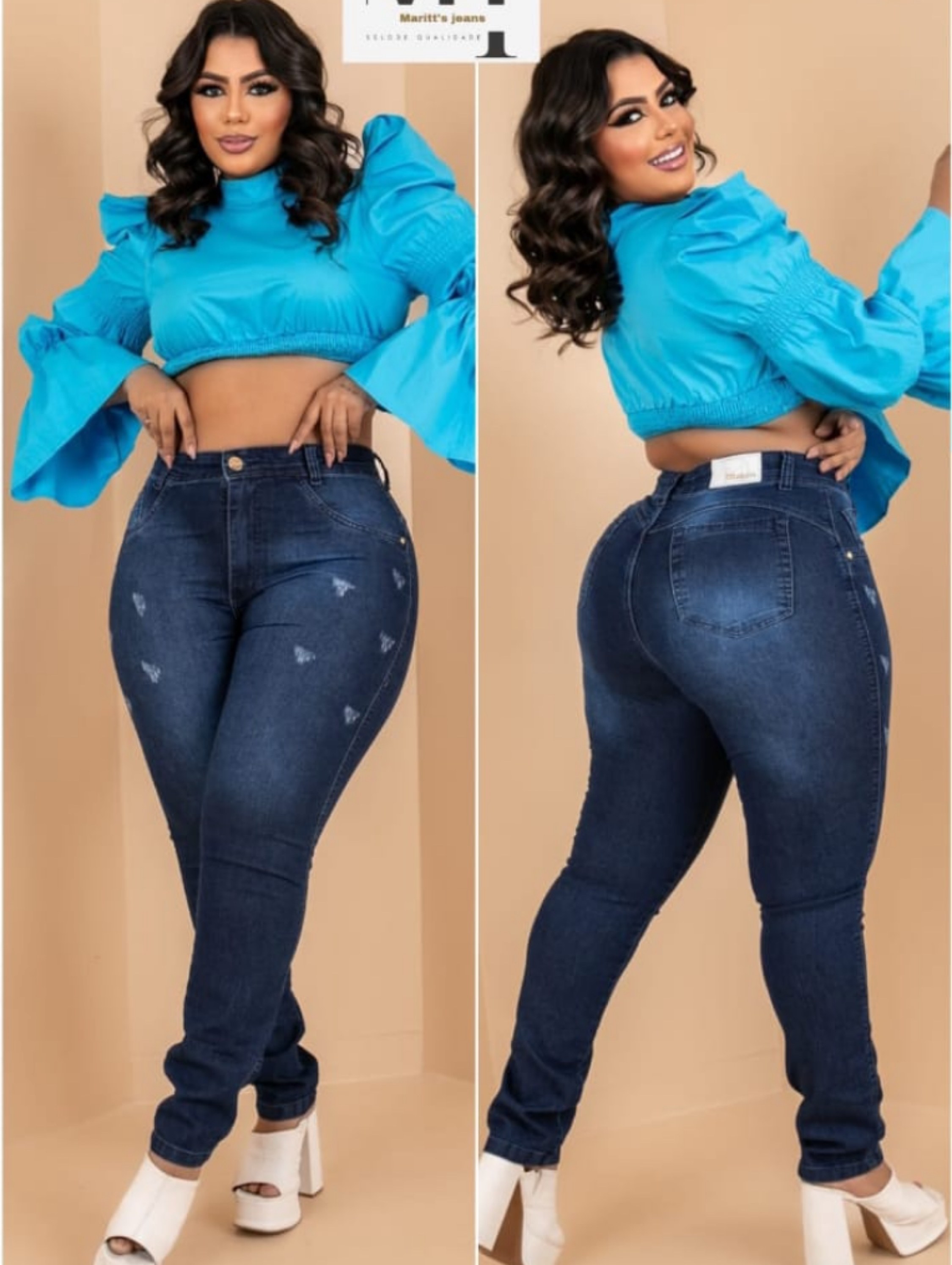 Calça Skinny Plus com puídos