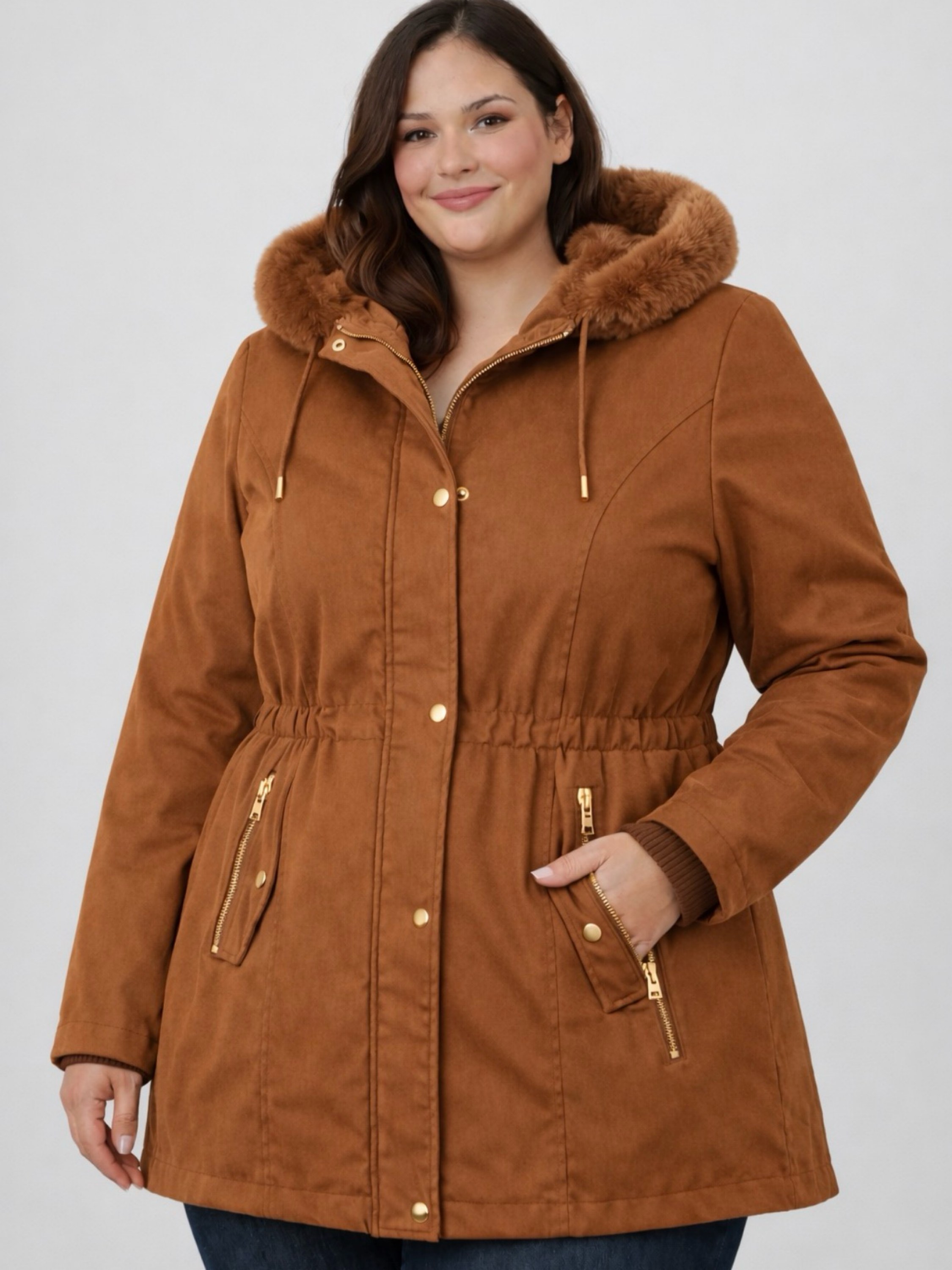 Parka sarja forrada feminina plus size