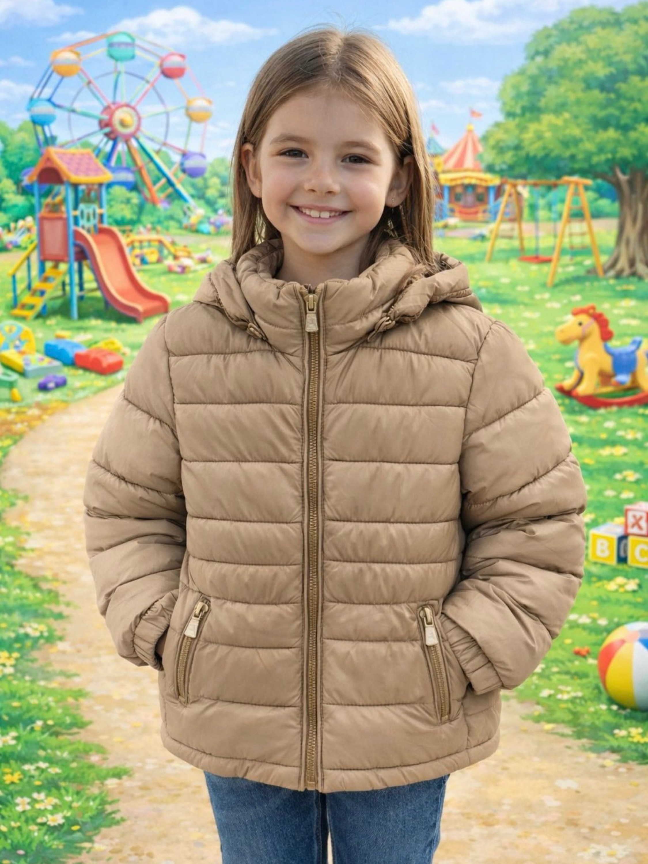 Jaqueta nylon forrada infantil menina