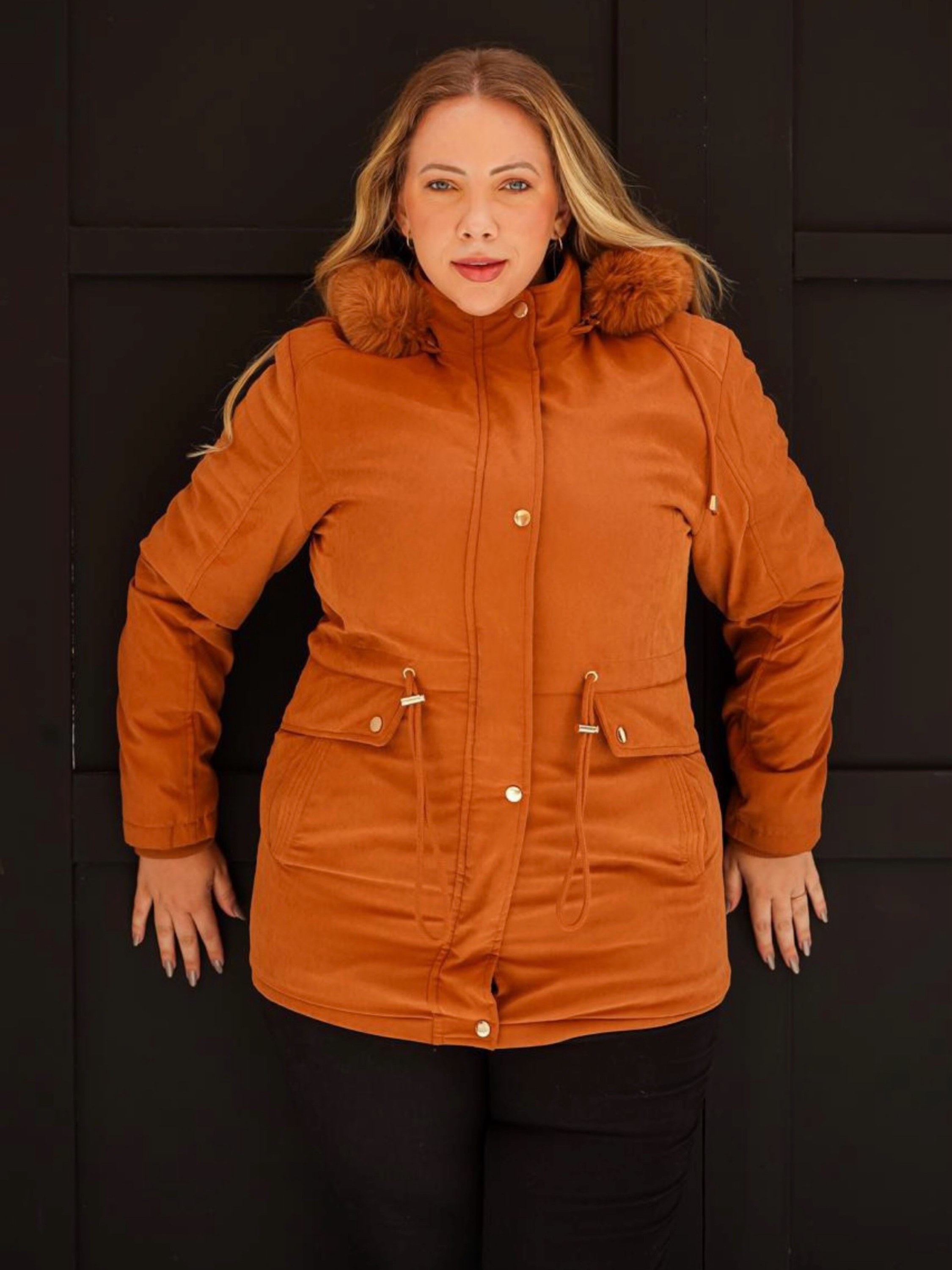 Parka sarja forrada feminina plus size