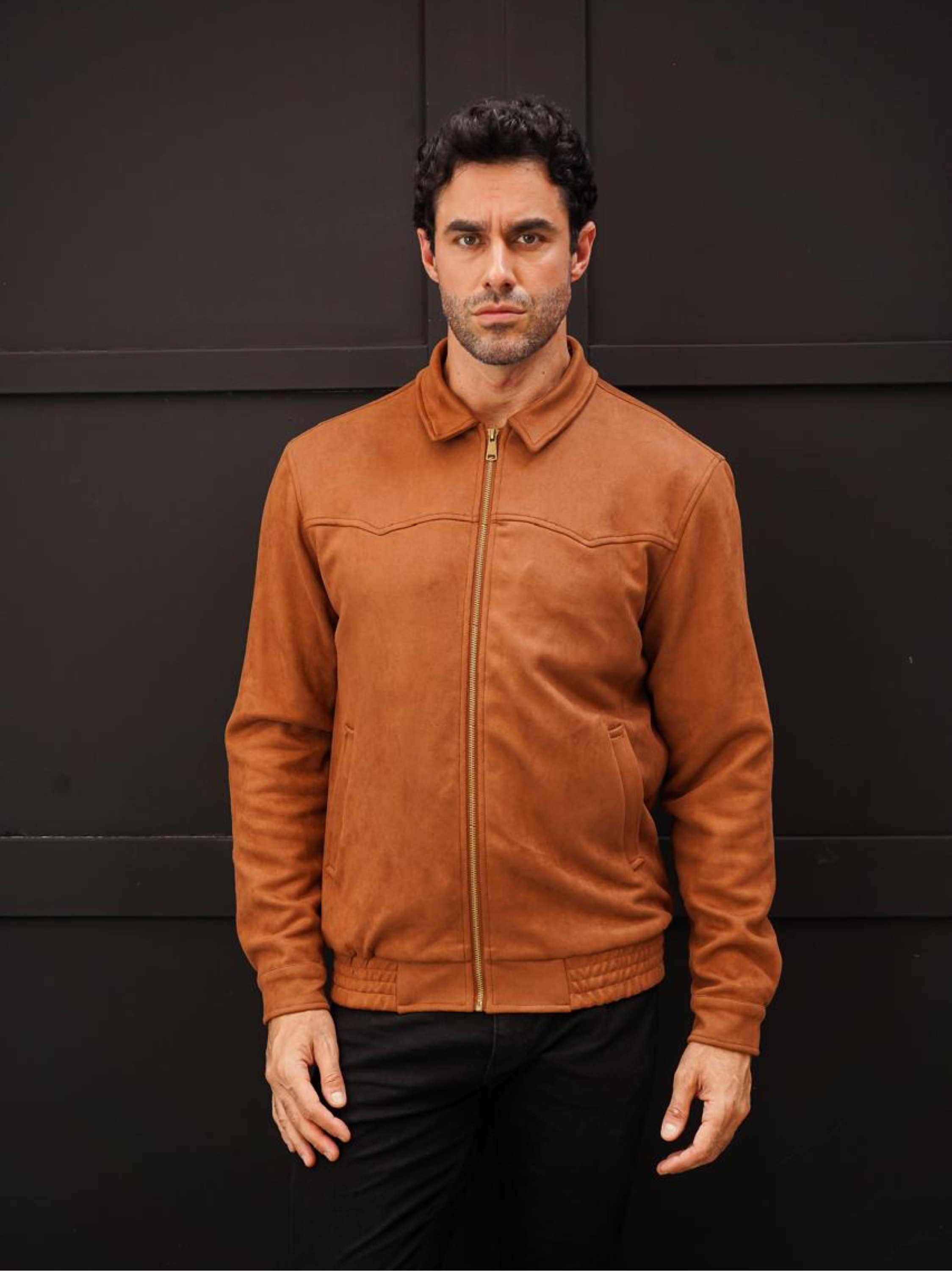 Jaqueta suede forrada masculina