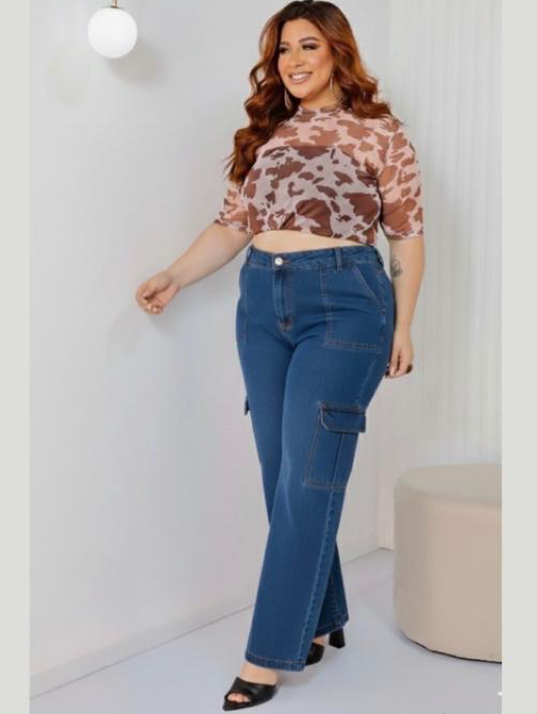 Wide leg cargo plus size