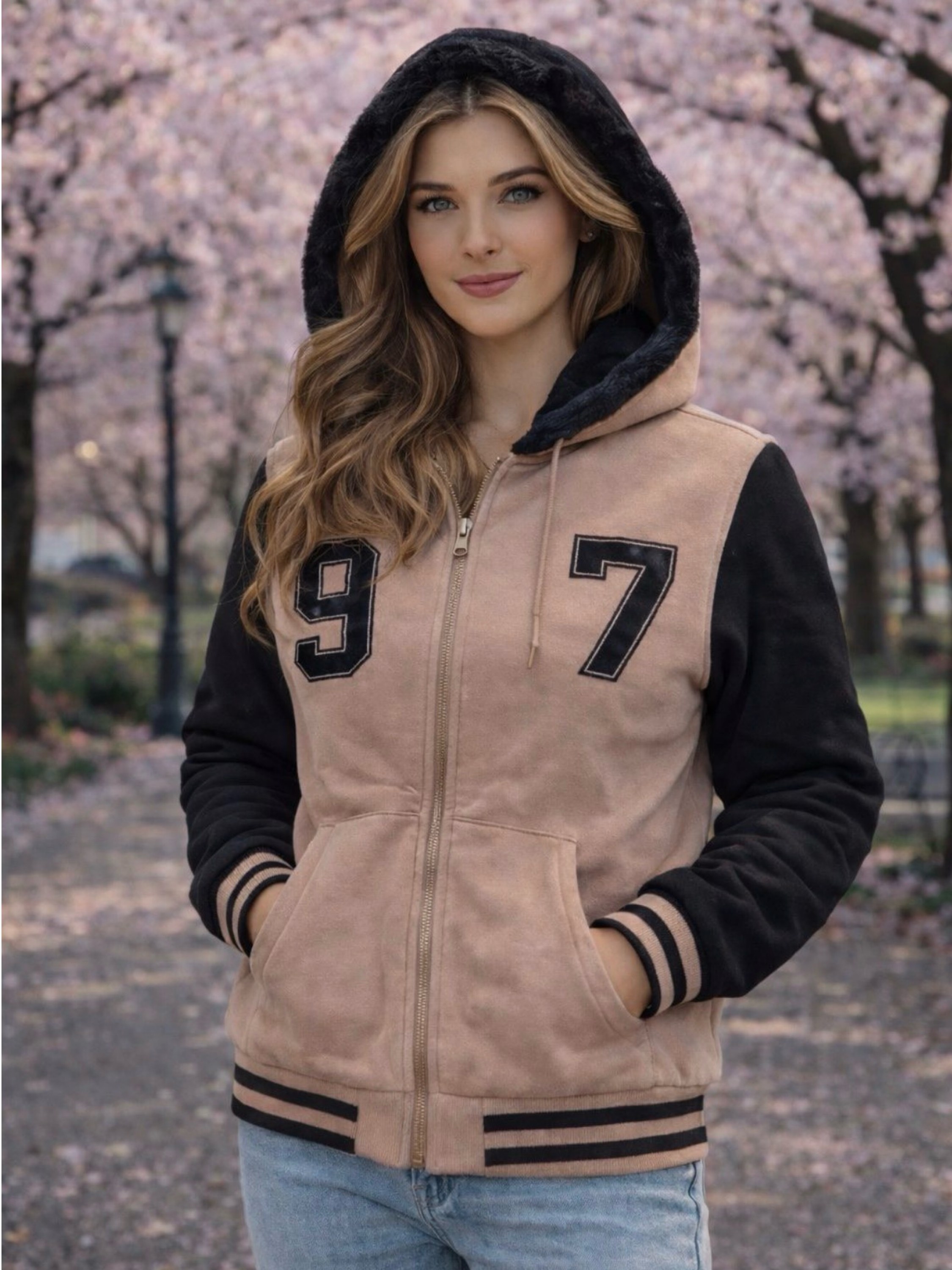 Jaqueta moletom dupla face feminina