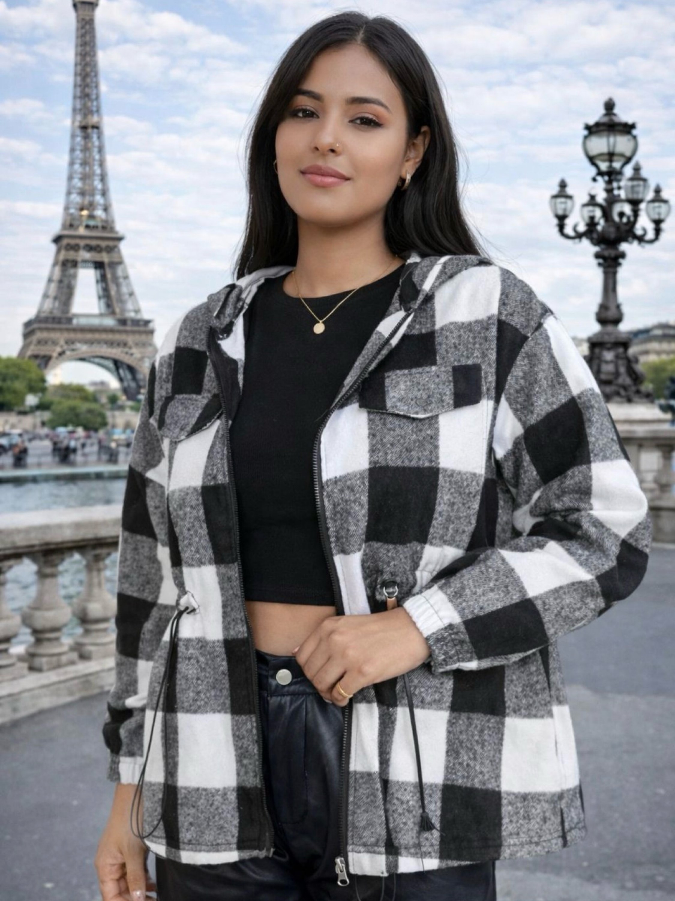 Jaqueta xadrez feminina