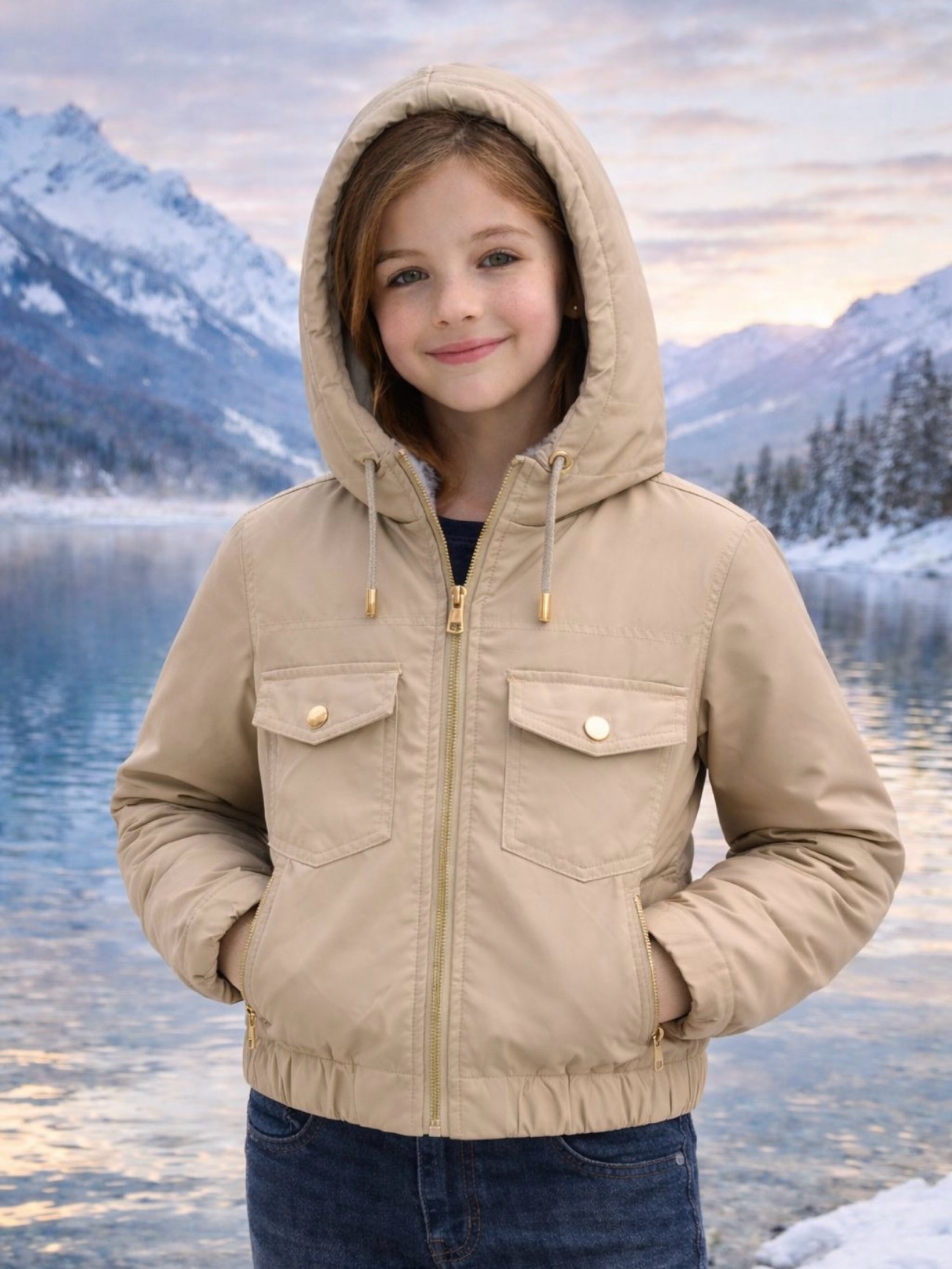 Jaqueta puffer forrada infantil menina