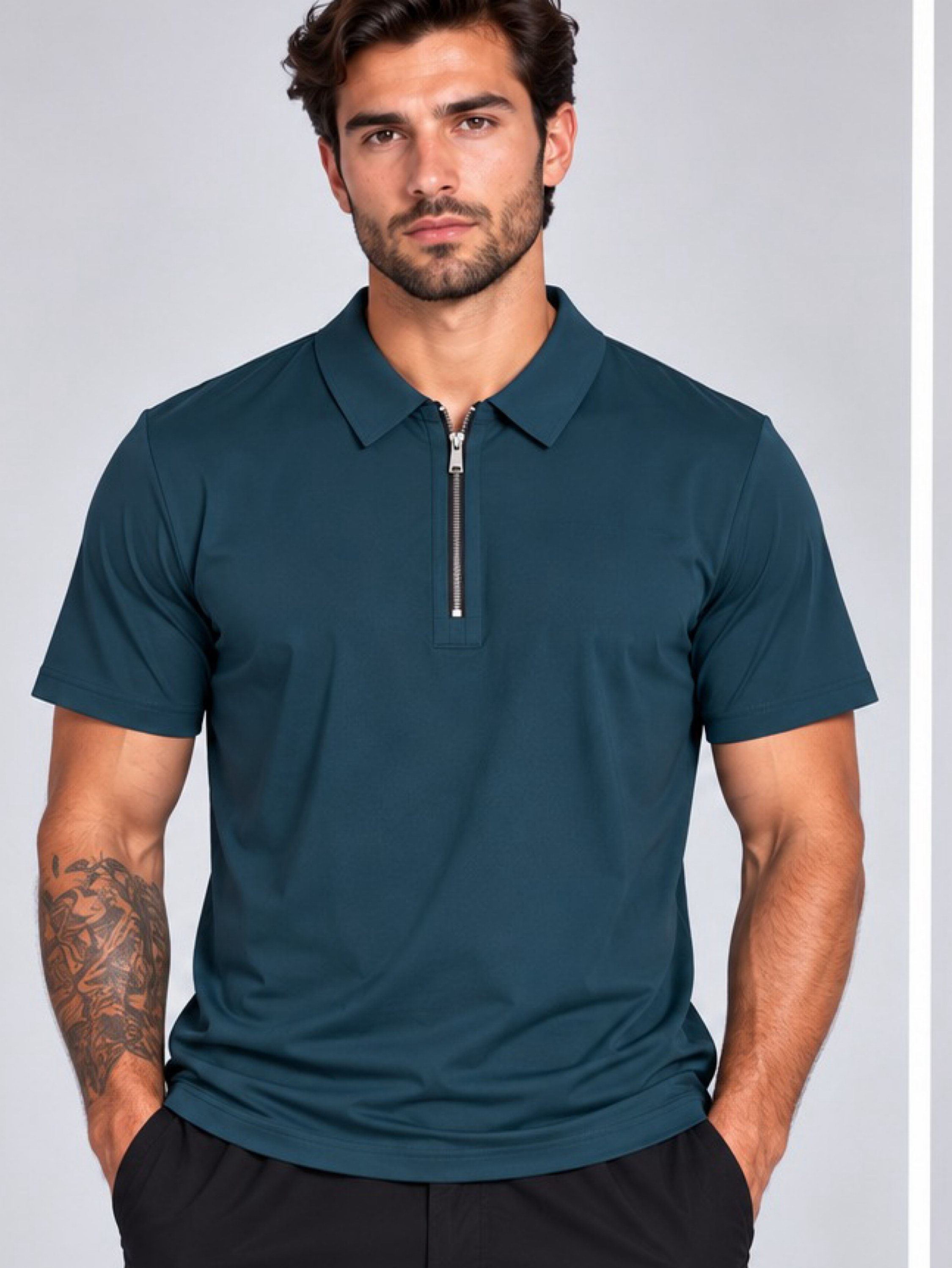 Camisa Polo com zíper Masculina