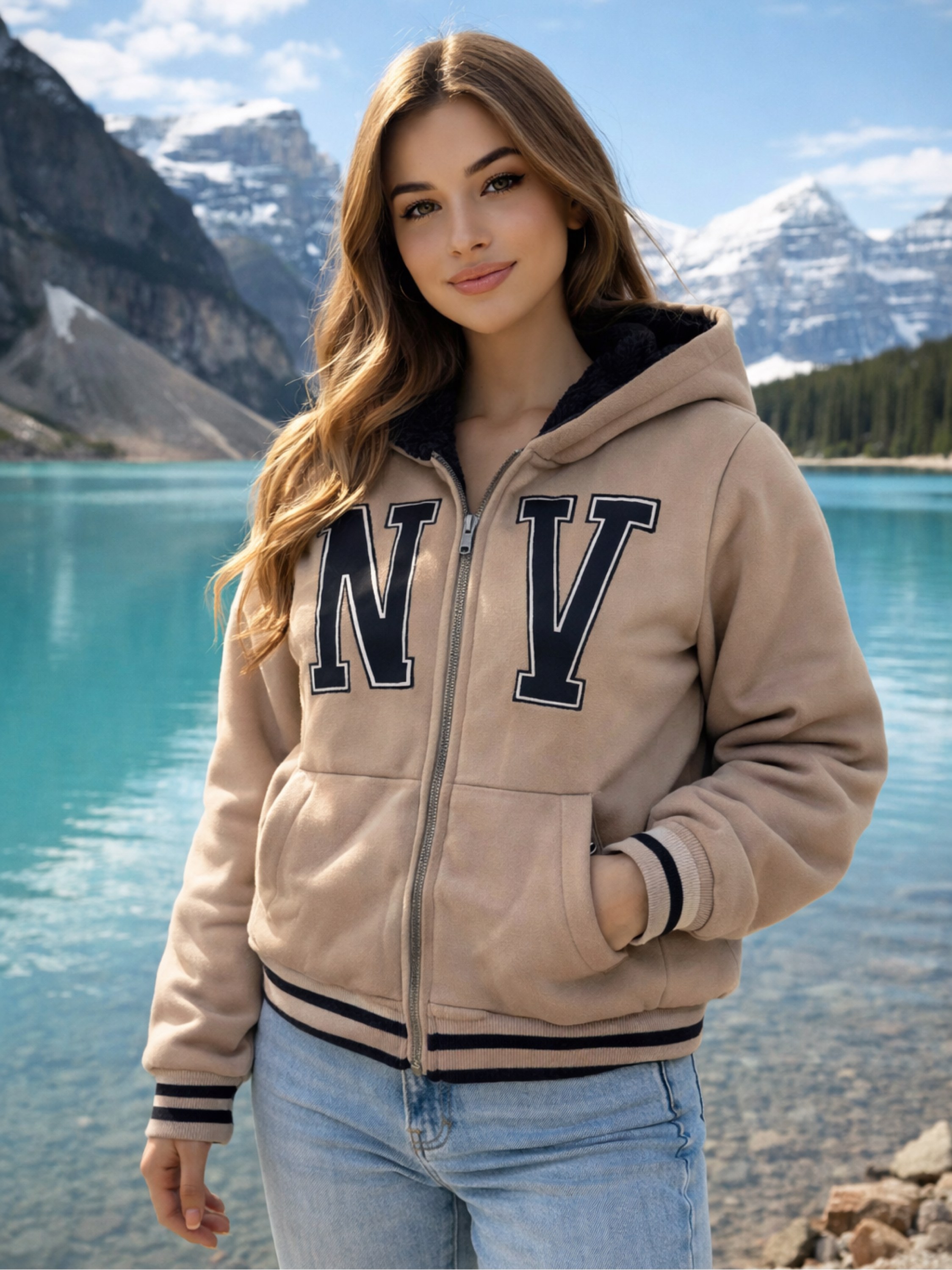 Jaqueta moletom dupla face feminina