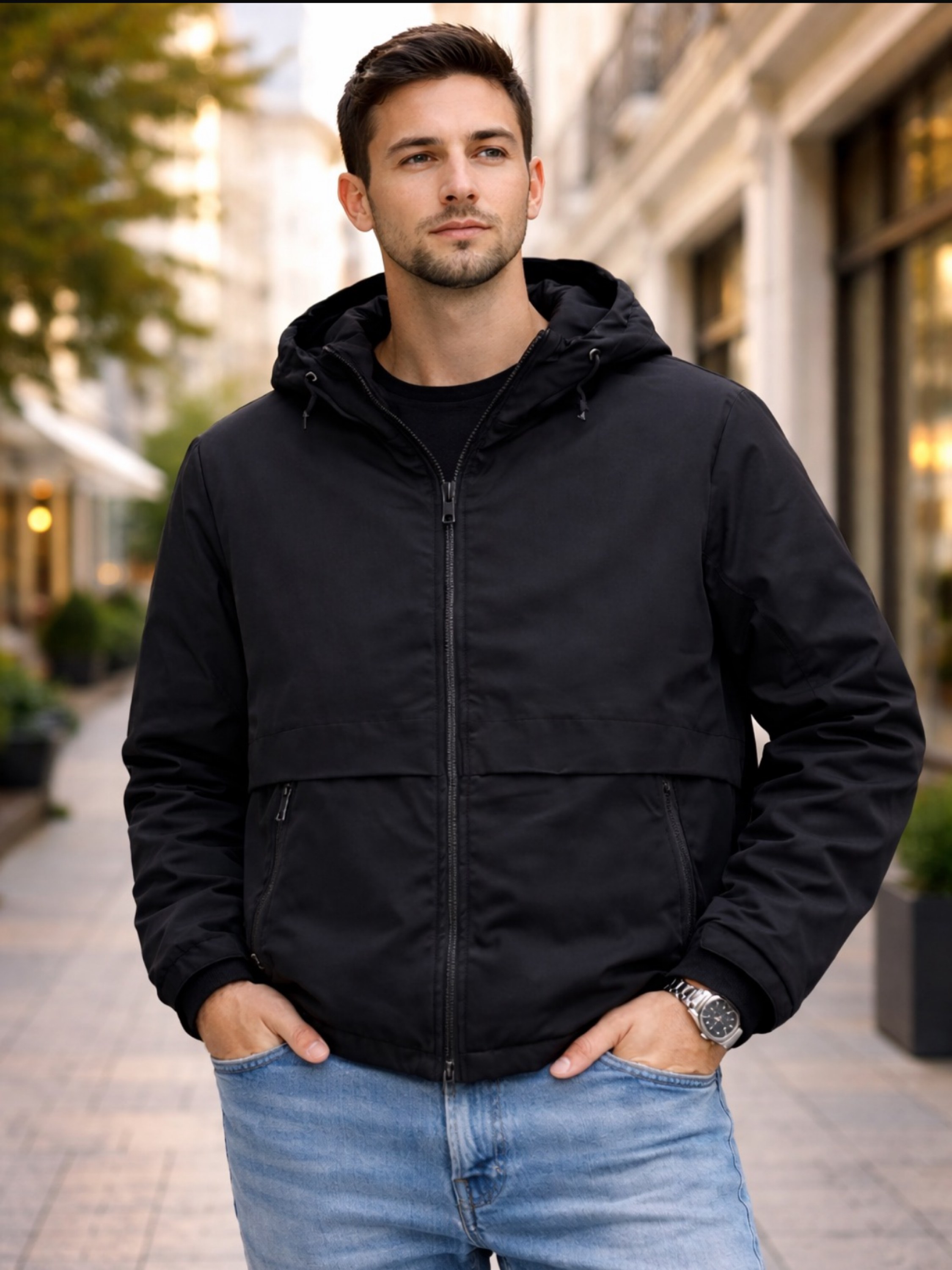 Jaqueta corta vento forrada masculino