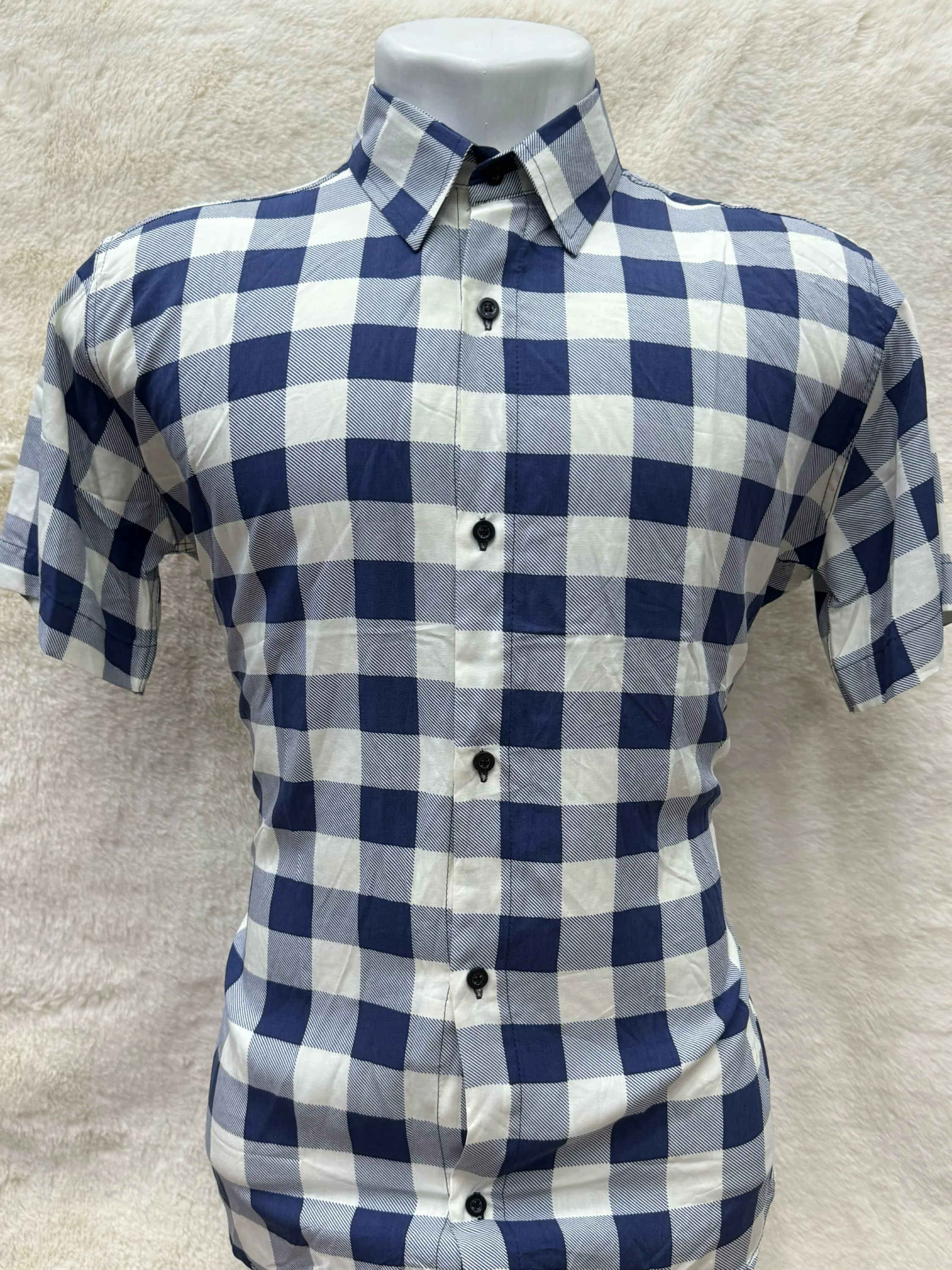 Camisa social masculina manga curta viscose