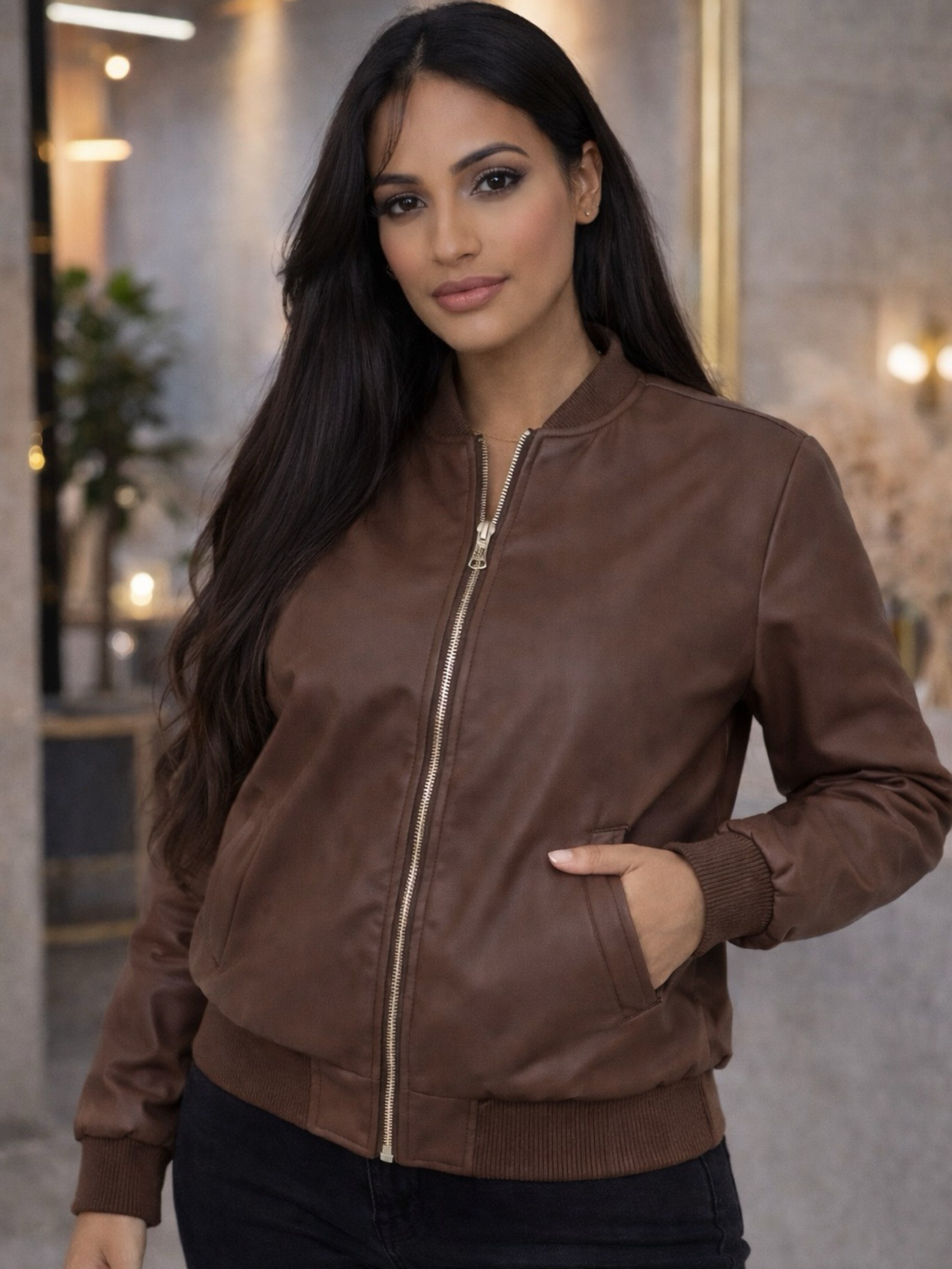 Jaqueta feminina couro